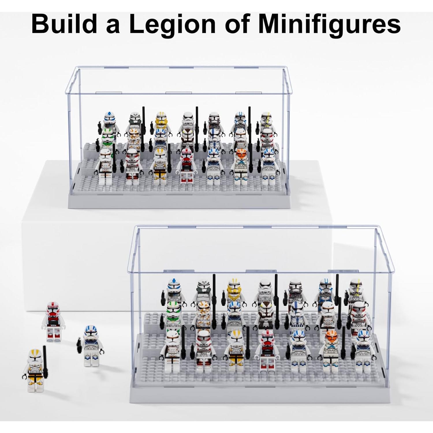 Caja de Exhibición Mlikero 2 Pack para Minifiguras Gris