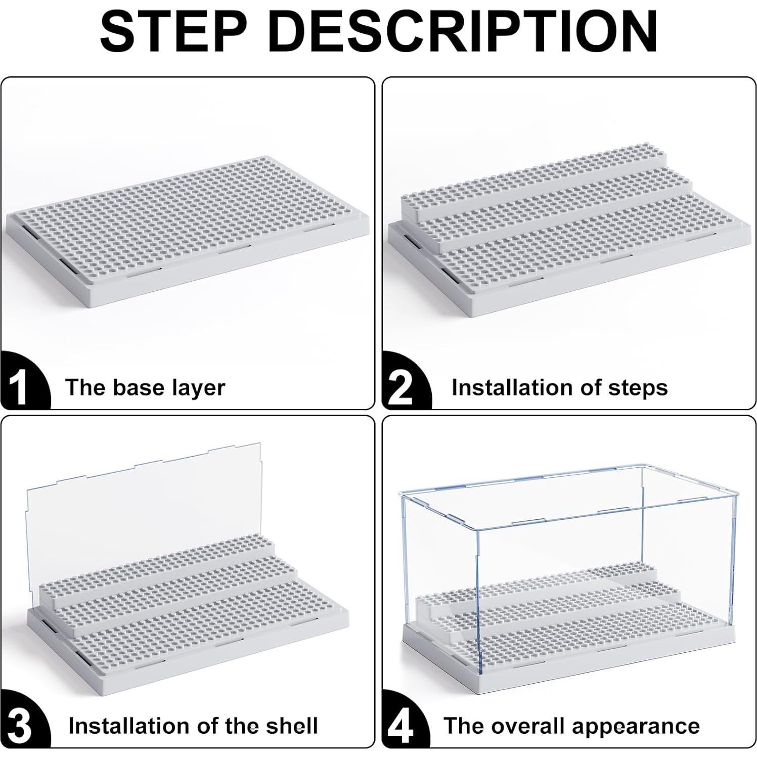 Caja de Exhibición Mlikero 2 Pack para Minifiguras Gris