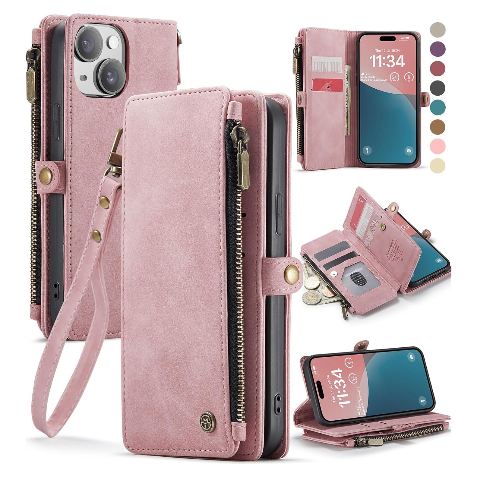 Funda Cartera Defencase para iPhone 14 con Bloqueo RFID Rosa