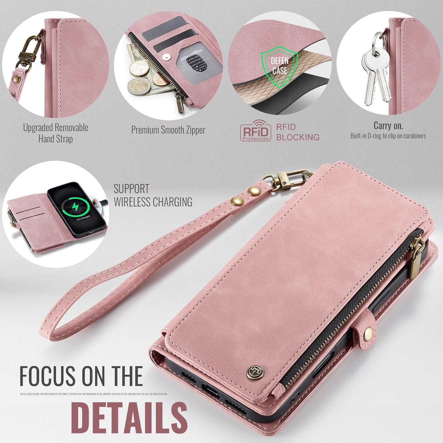 Funda Cartera Defencase para iPhone 14 con Bloqueo RFID Rosa