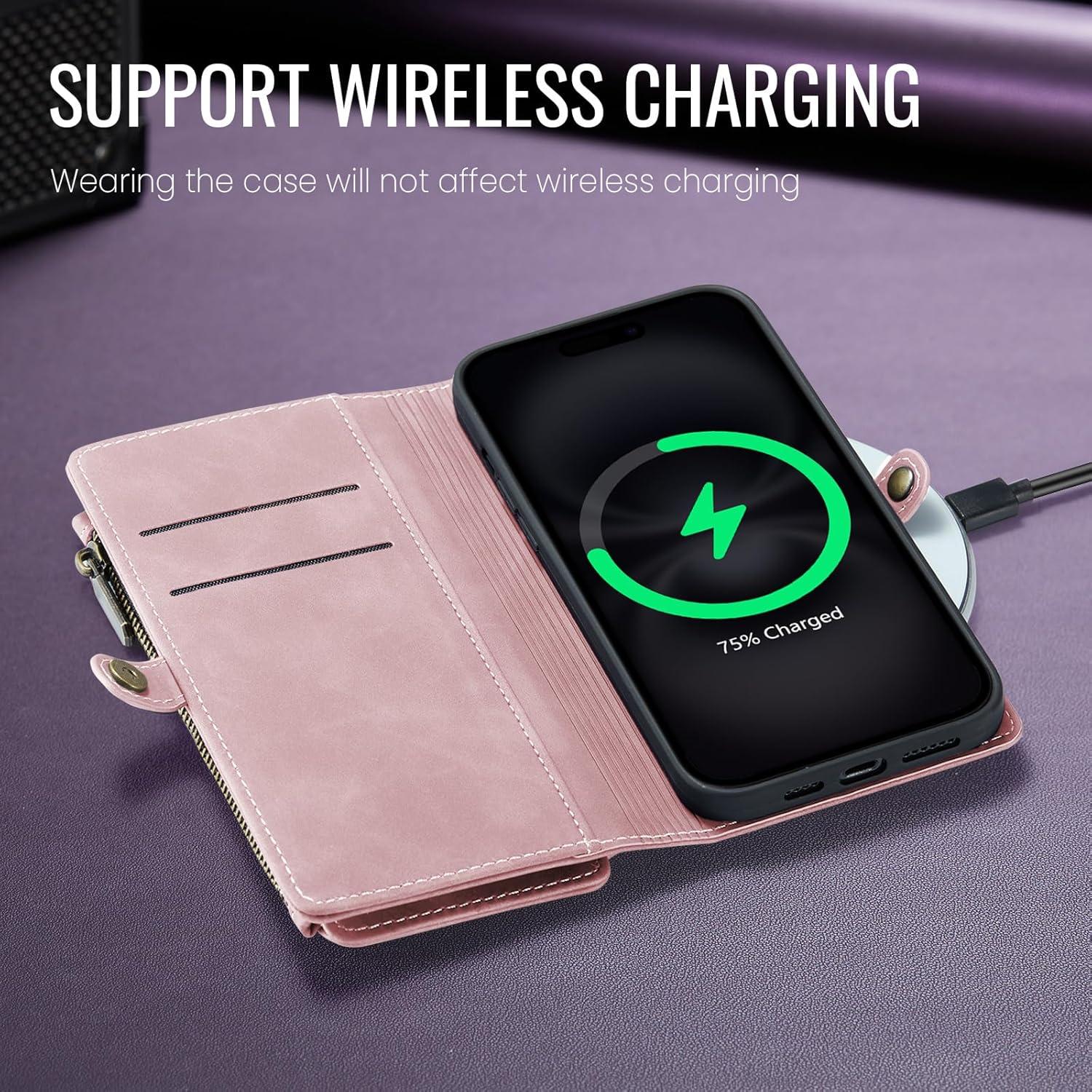 Funda Cartera Defencase para iPhone 14 con Bloqueo RFID Rosa