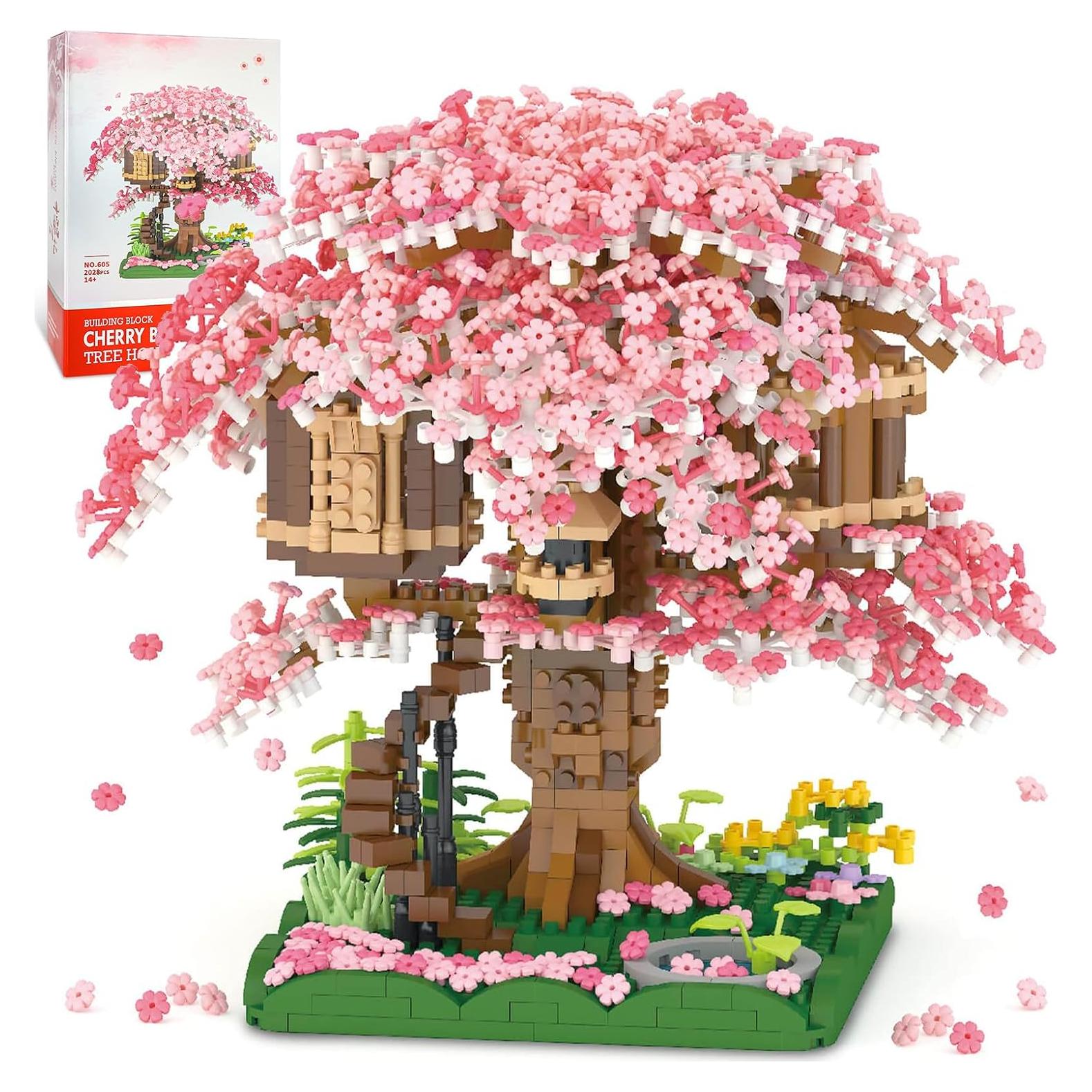 Conjunto de Construcción Mini Casa Árbol Sakura 2028 Piezas