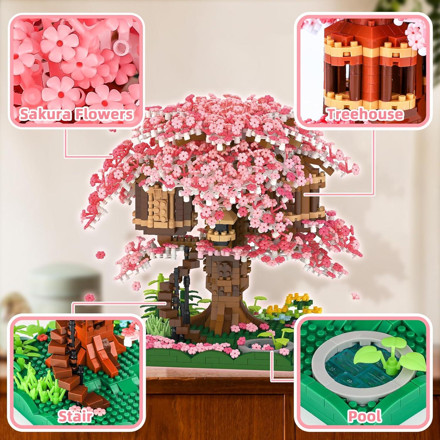 Conjunto de Construcción Mini Casa Árbol Sakura 2028 Piezas