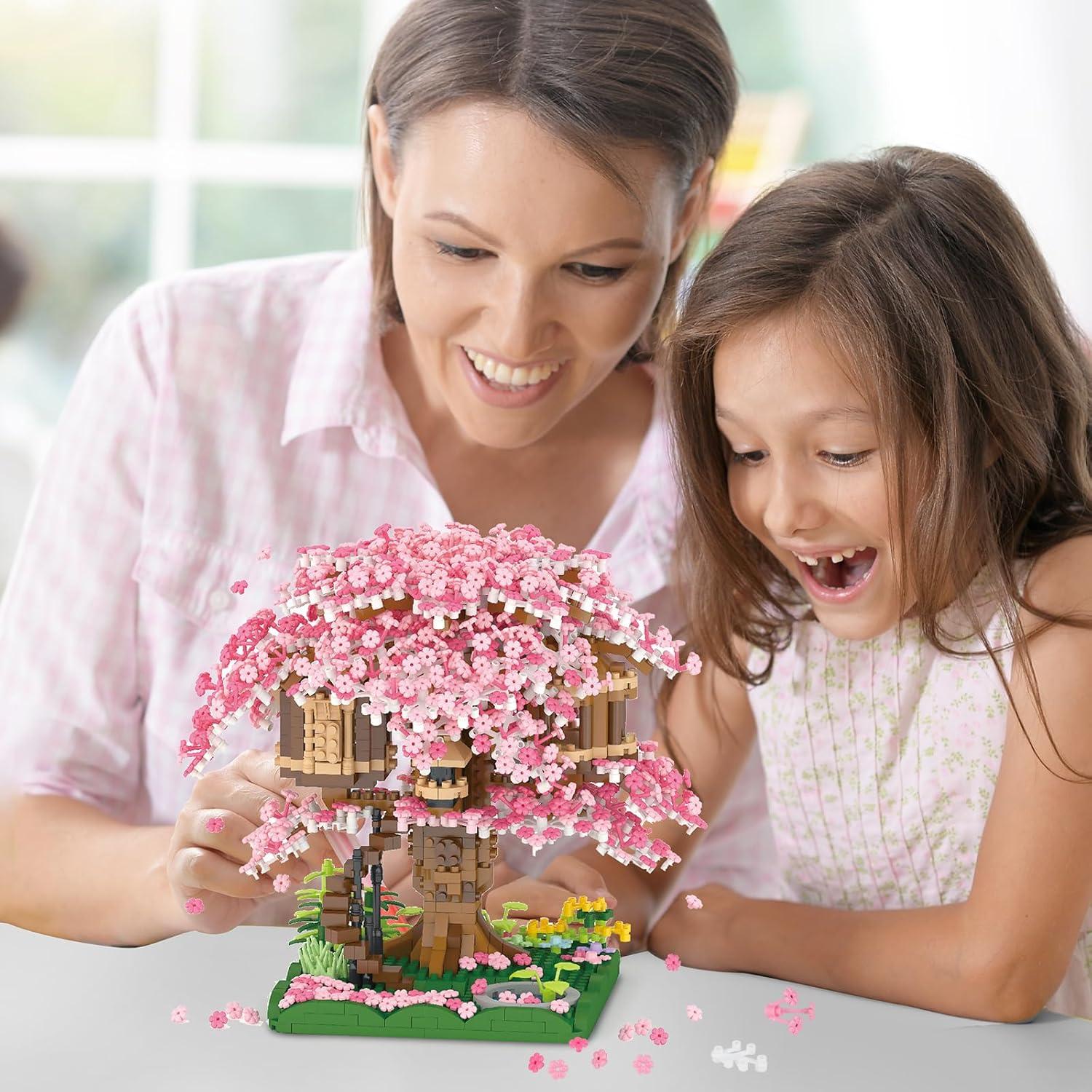 Conjunto de Construcción Mini Casa Árbol Sakura 2028 Piezas