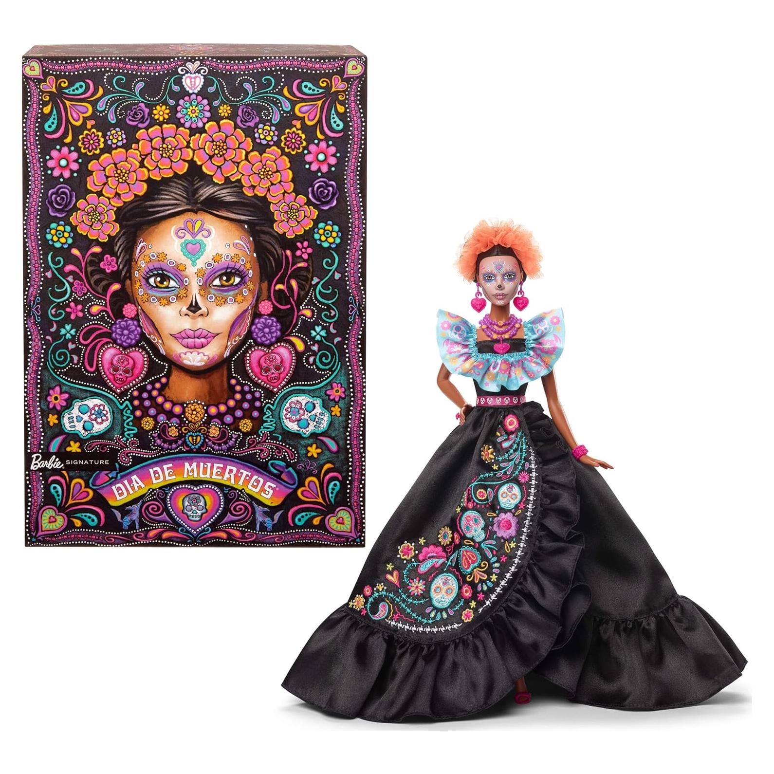 Muñeca Barbie Día de Muertos 2024 con Vestido Negro y Accesorios