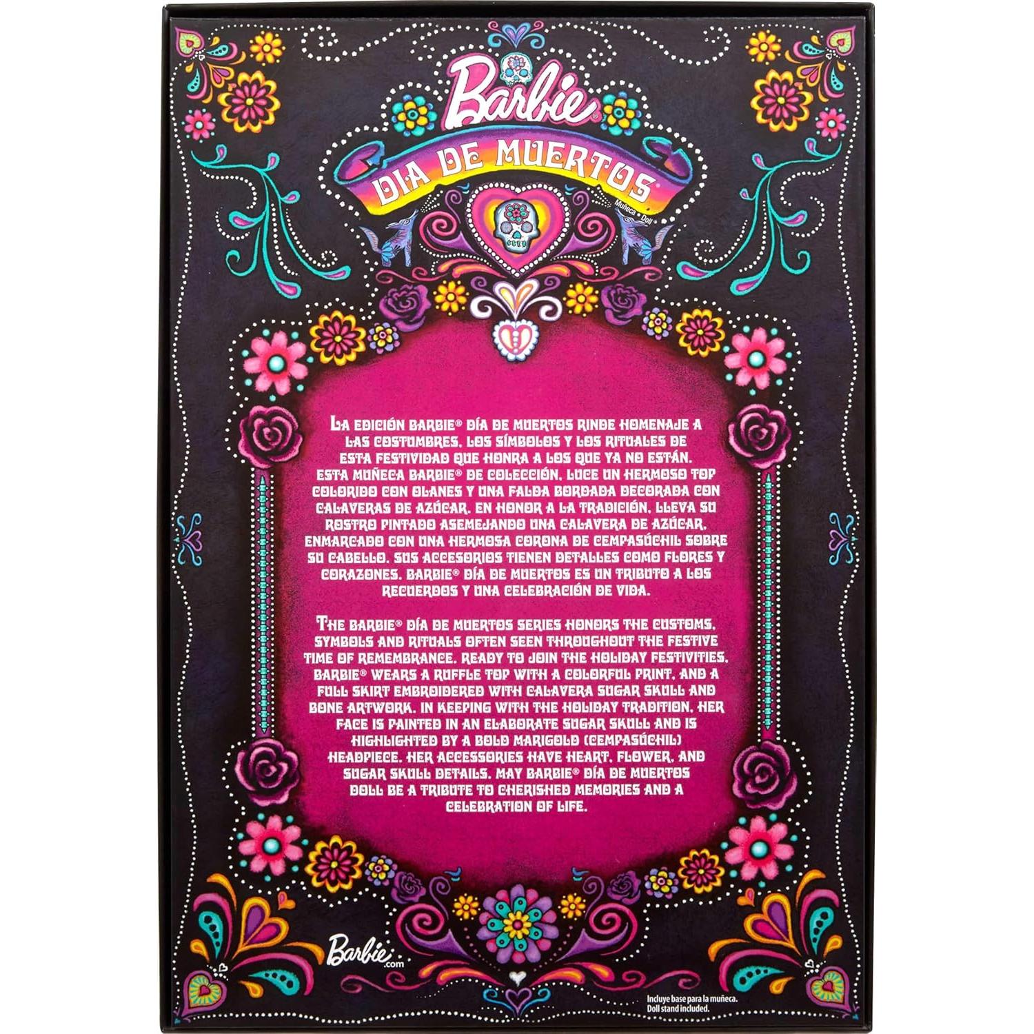 Muñeca Barbie Día de Muertos 2024 con Vestido Negro y Accesorios