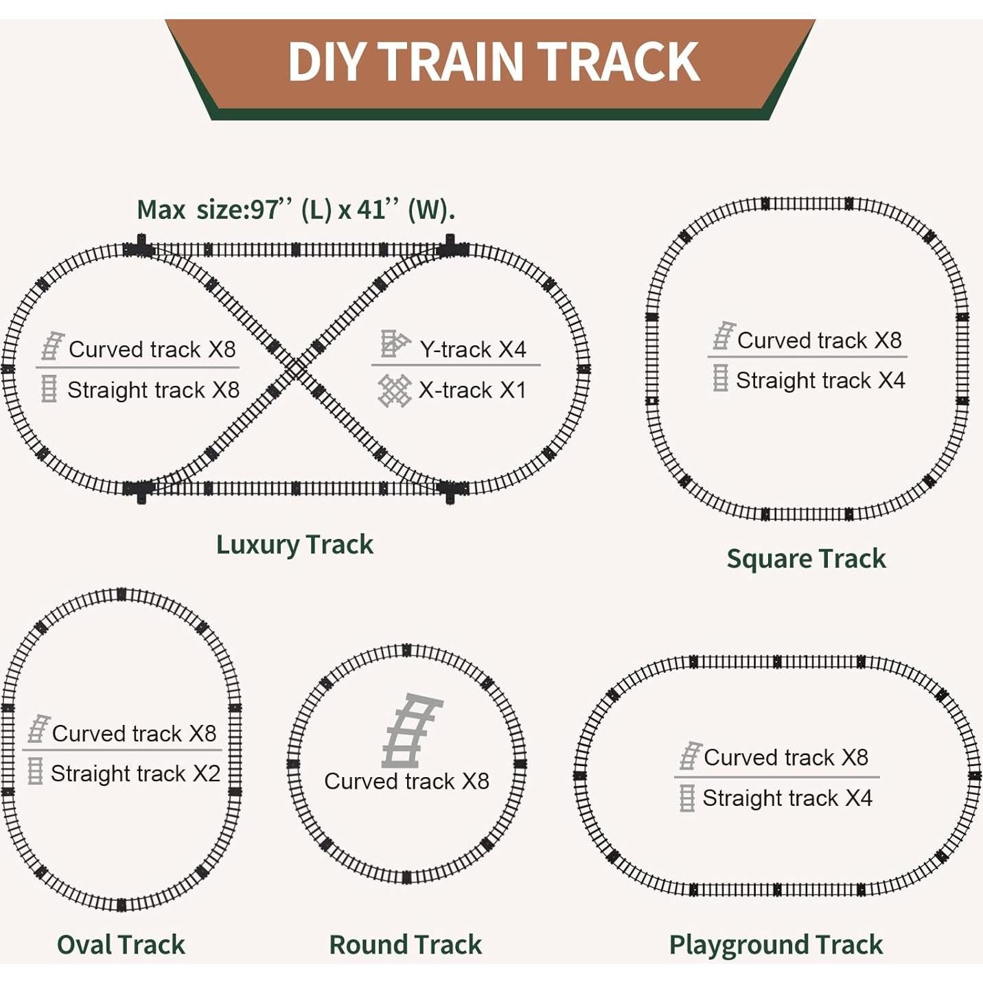 Juego de Tren Eléctrico con Control Remoto LICHENGFENG 246 cm