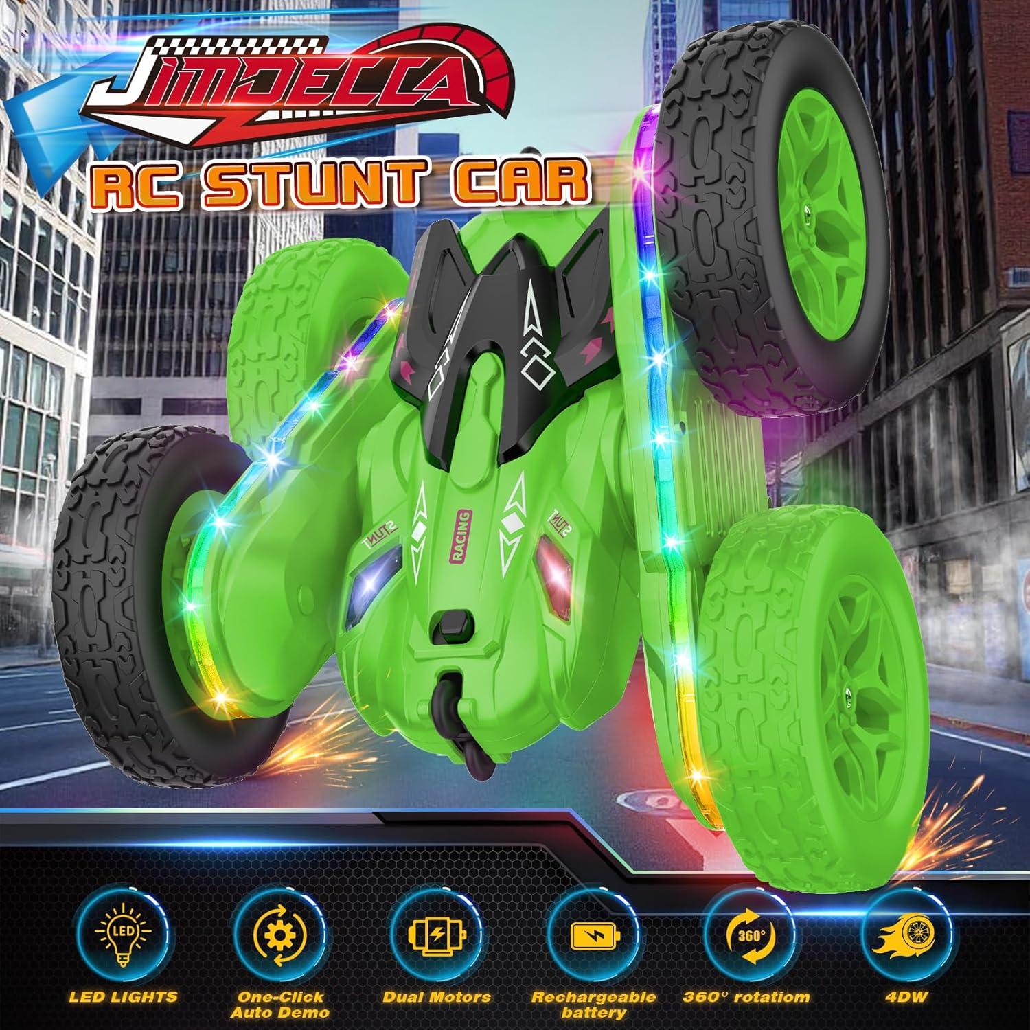 Coche RC Jimdella Acrobacias 360° LED Verde para Niños