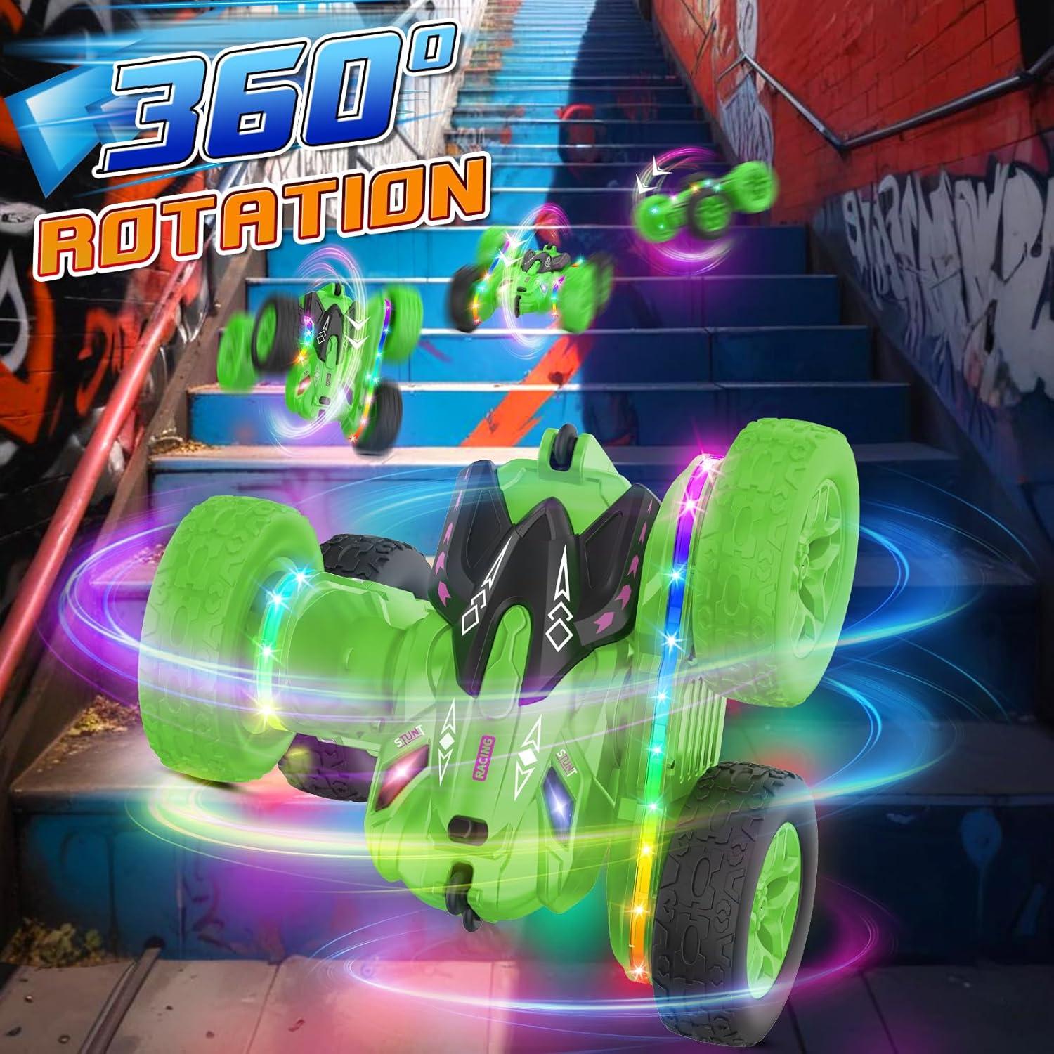 Coche RC Jimdella Acrobacias 360° LED Verde para Niños
