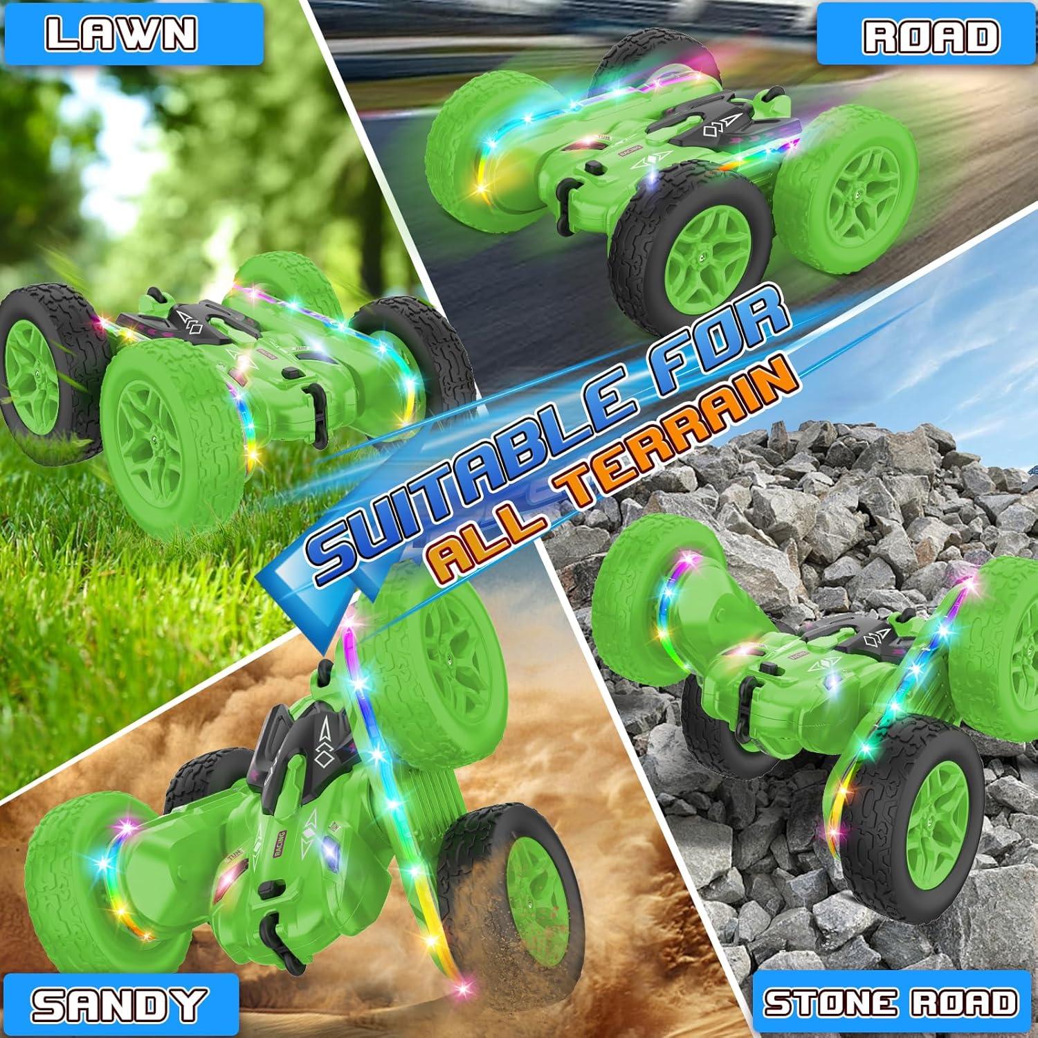 Coche RC Jimdella Acrobacias 360° LED Verde para Niños