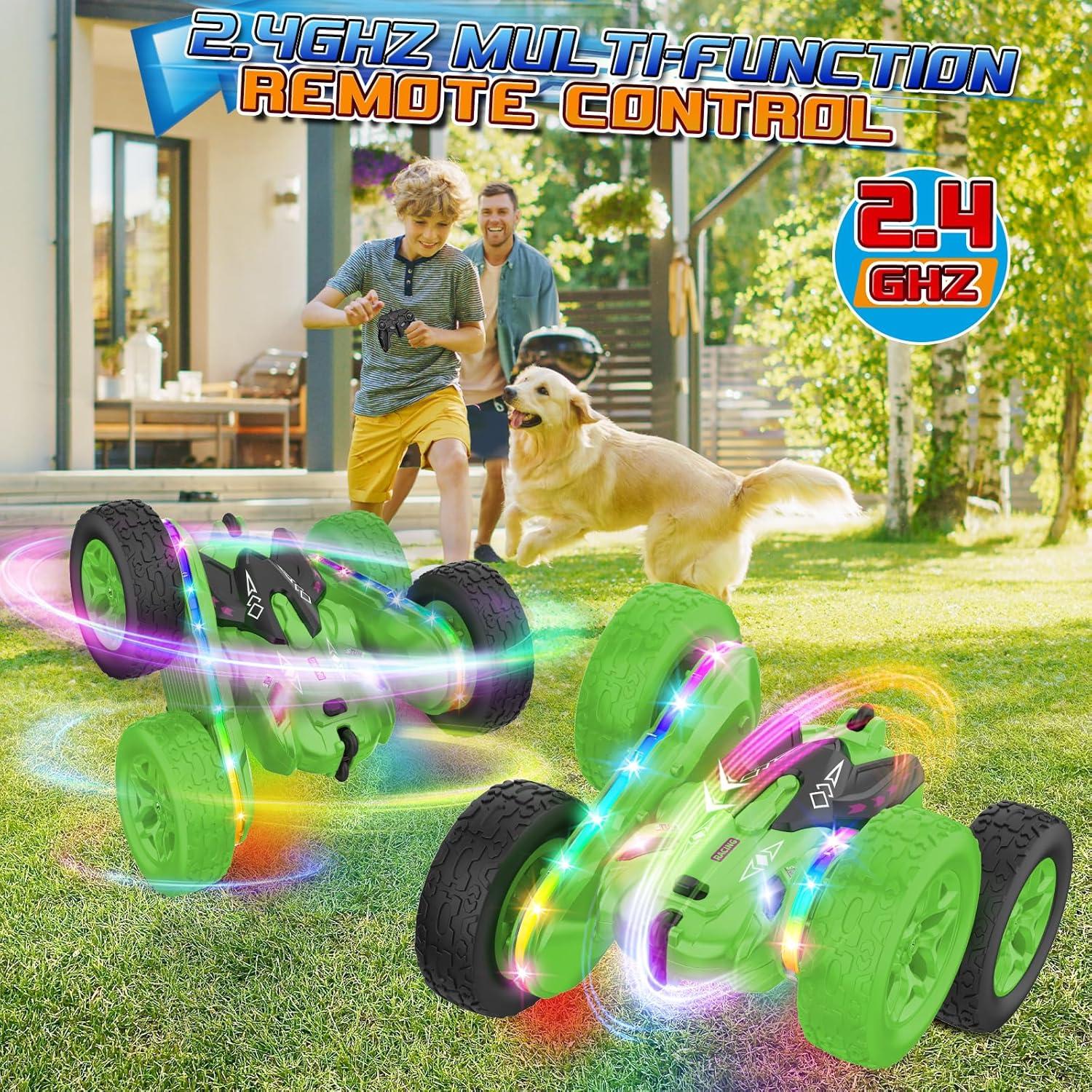 Coche RC Jimdella Acrobacias 360° LED Verde para Niños