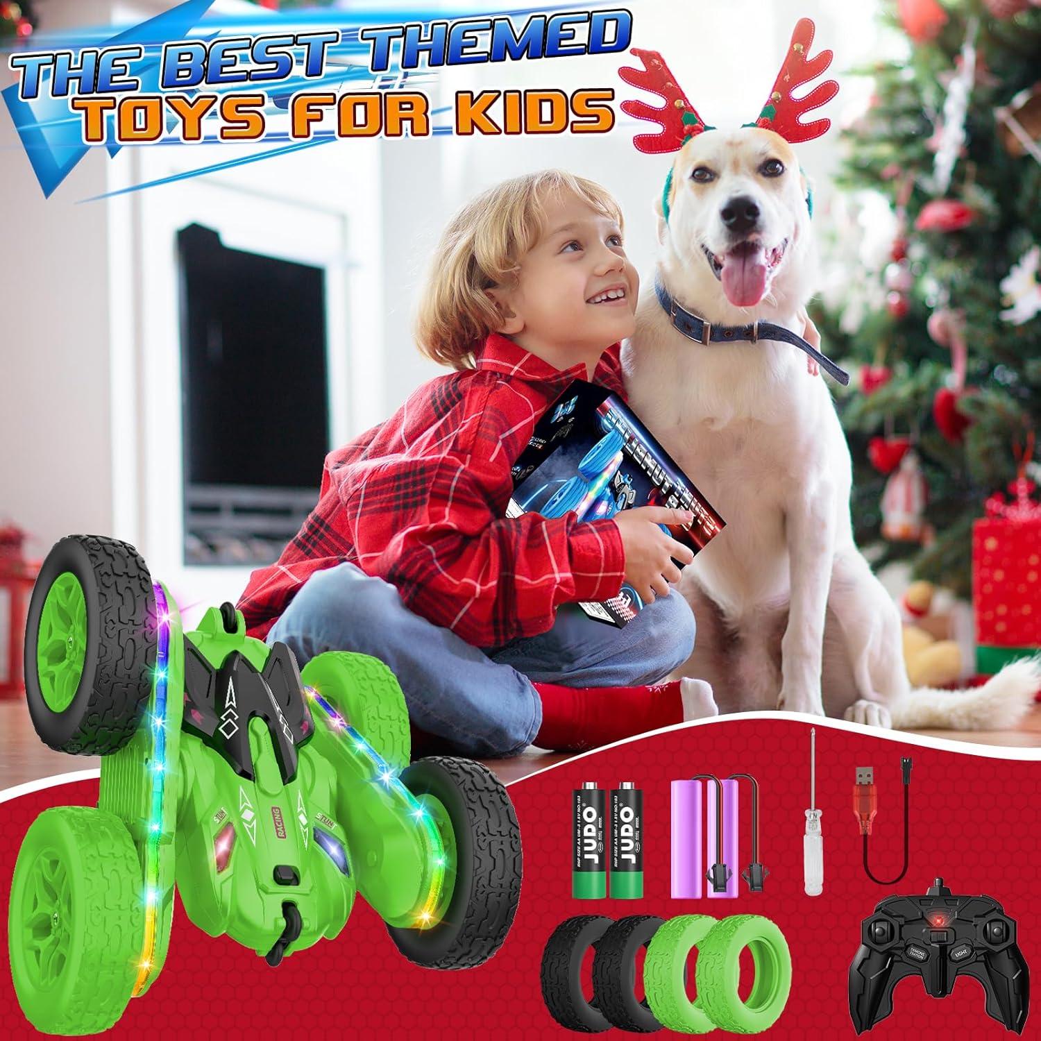 Coche RC Jimdella Acrobacias 360° LED Verde para Niños