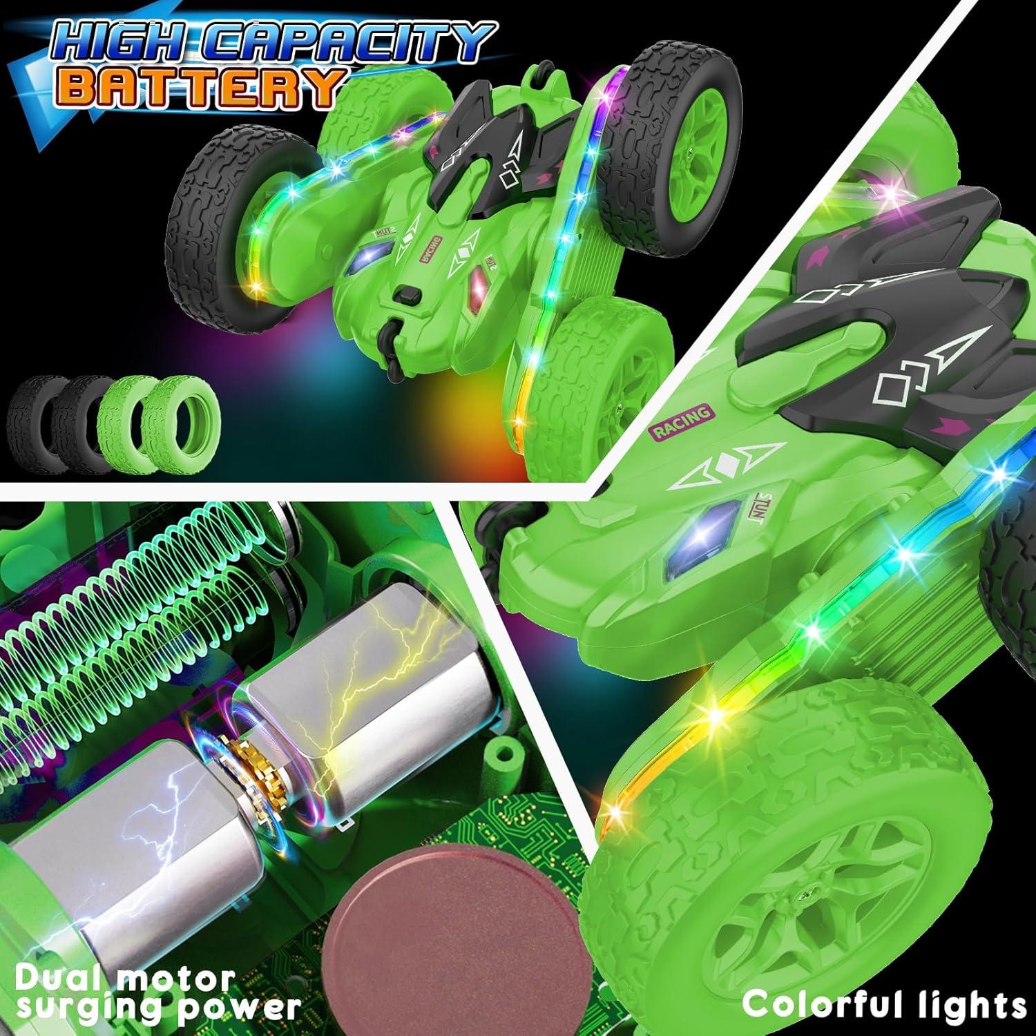 Coche RC Jimdella Acrobacias 360° LED Verde para Niños