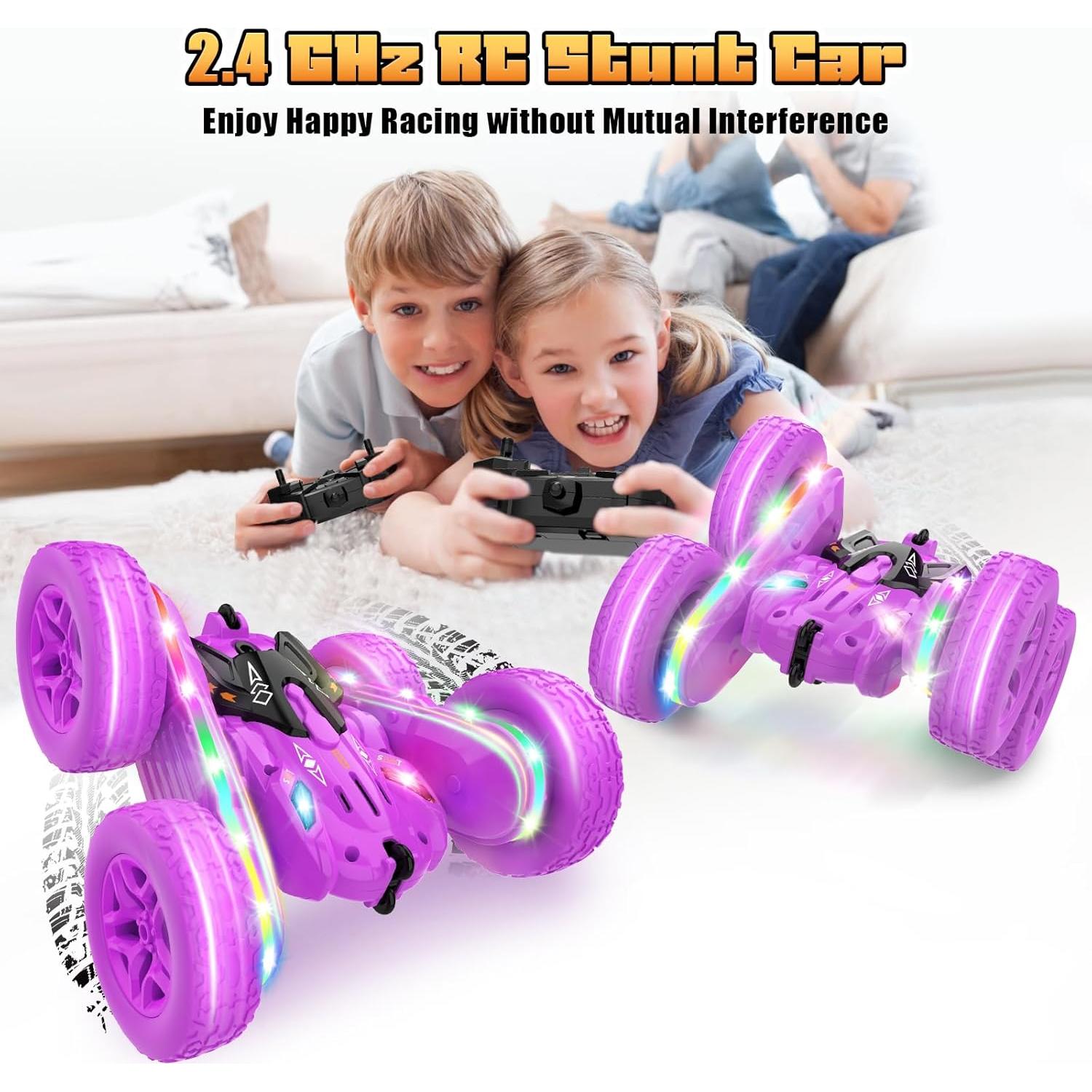 Coche RC Acrobático Jimdella 360° con Luces LED Púrpura