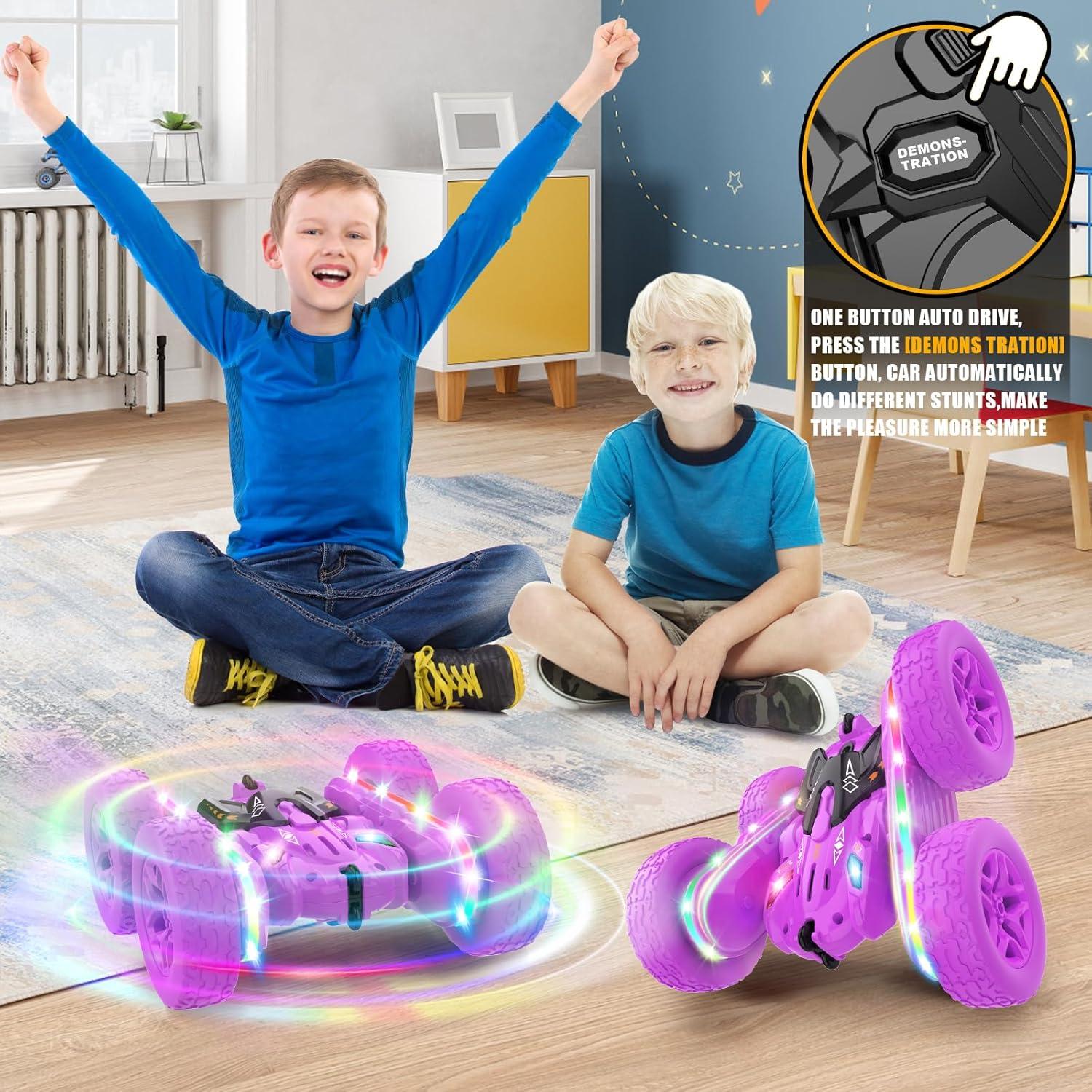 Coche RC Acrobático Jimdella 360° con Luces LED Púrpura