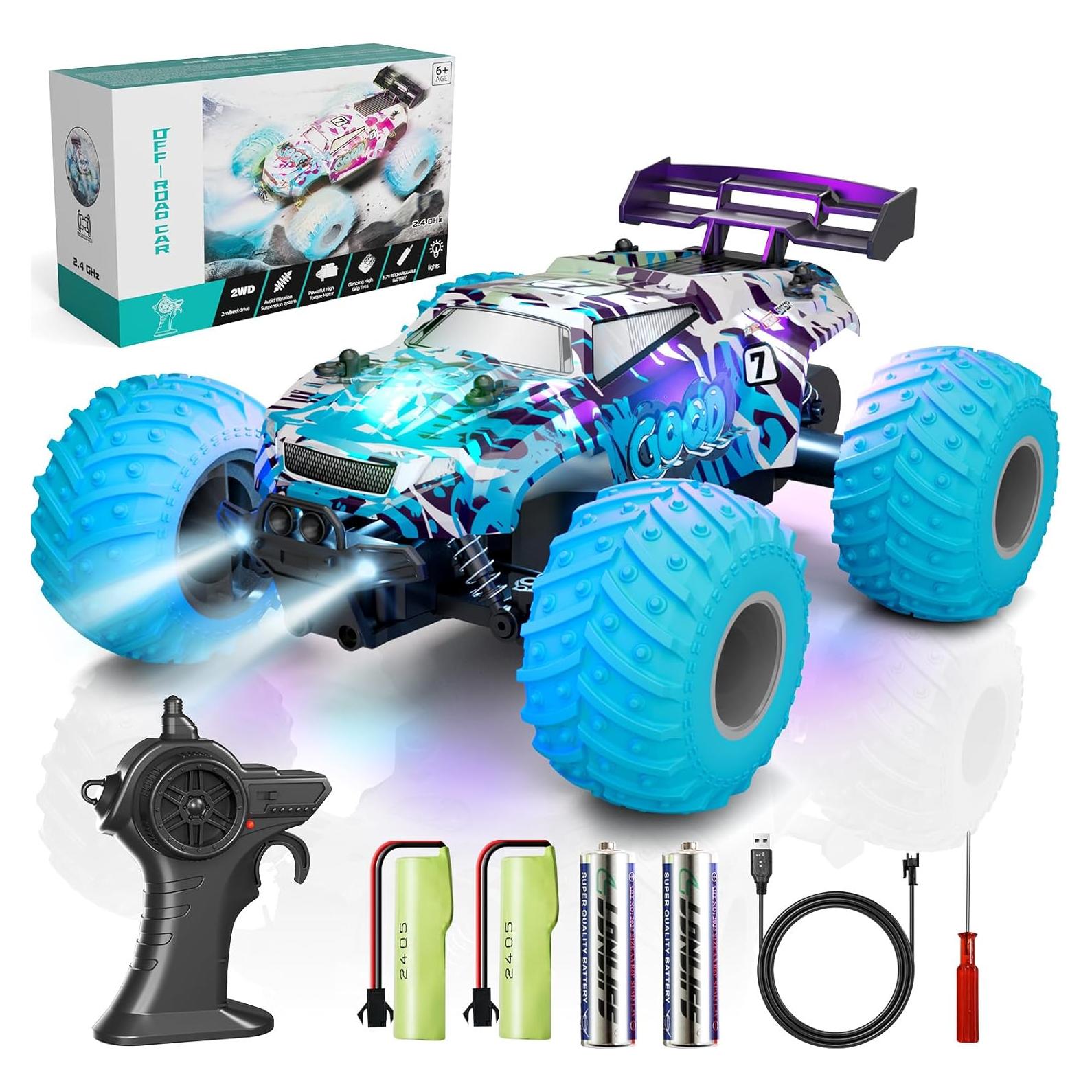 Coche RC BFUNTOYS 1:18 Todo Terreno LED Azul Graffiti