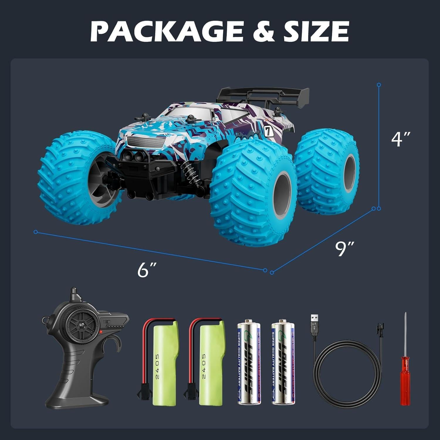 Coche RC BFUNTOYS 1:18 Todo Terreno LED Azul Graffiti