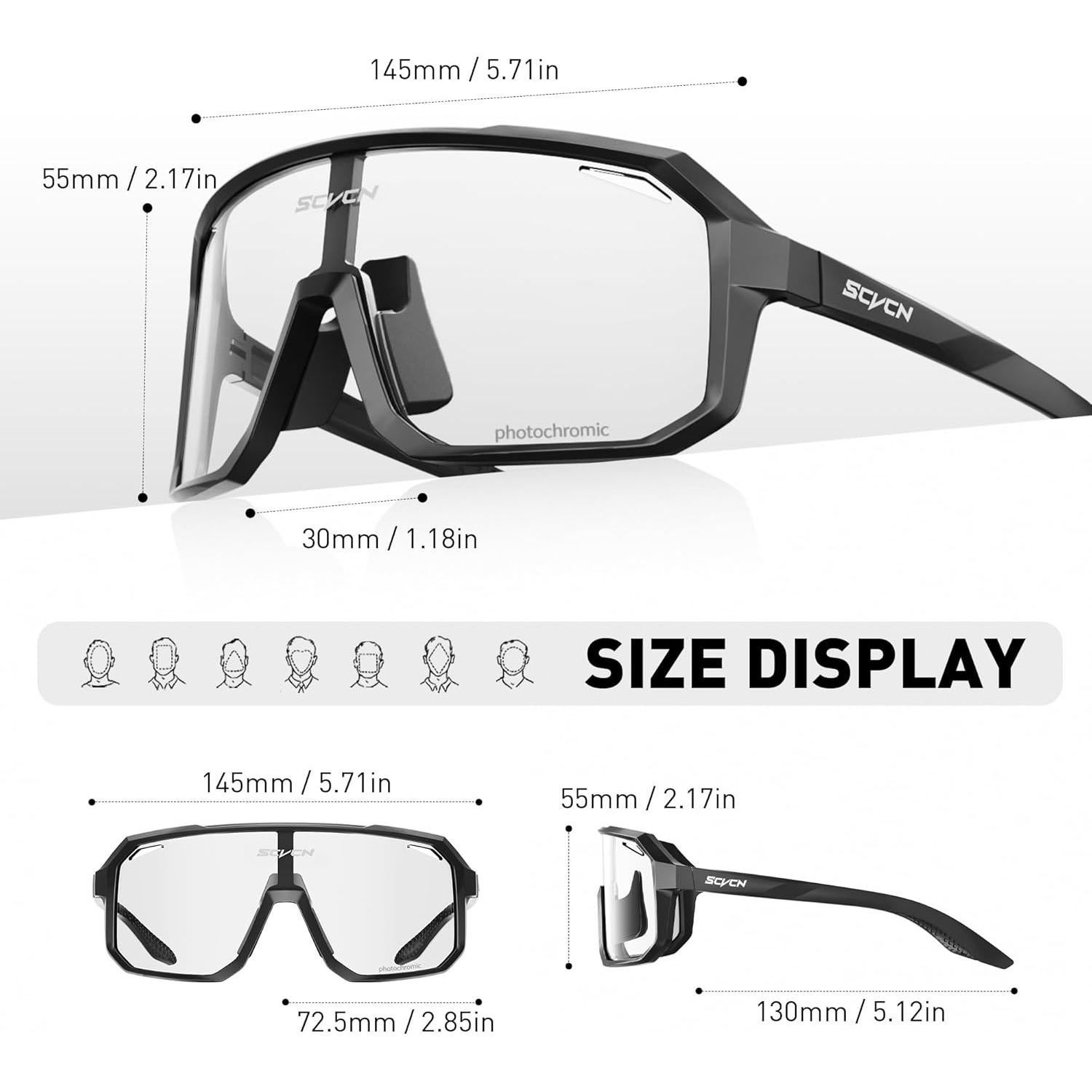 Gafas de Ciclismo SCVCN Fotoquímicas UV400 Negro