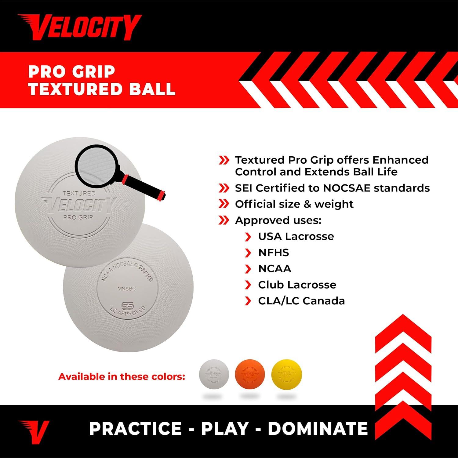 Velocity Lacrosse Balls - 1, 2, 3, 6, 12, 18, 24, 36, 60 and 120 Packs - for Practice, Official NFHS and College Approved Size