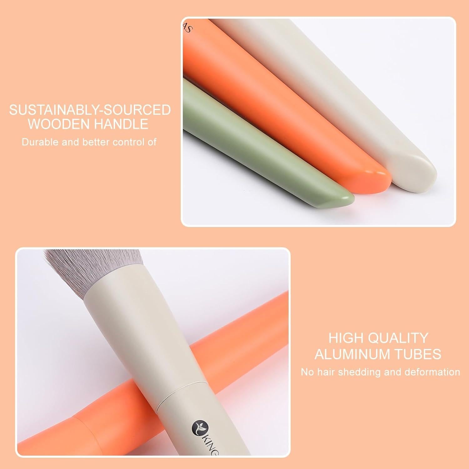 Set de 3 Pinceles de Maquillaje KINGMAS Kabuki y Corrector