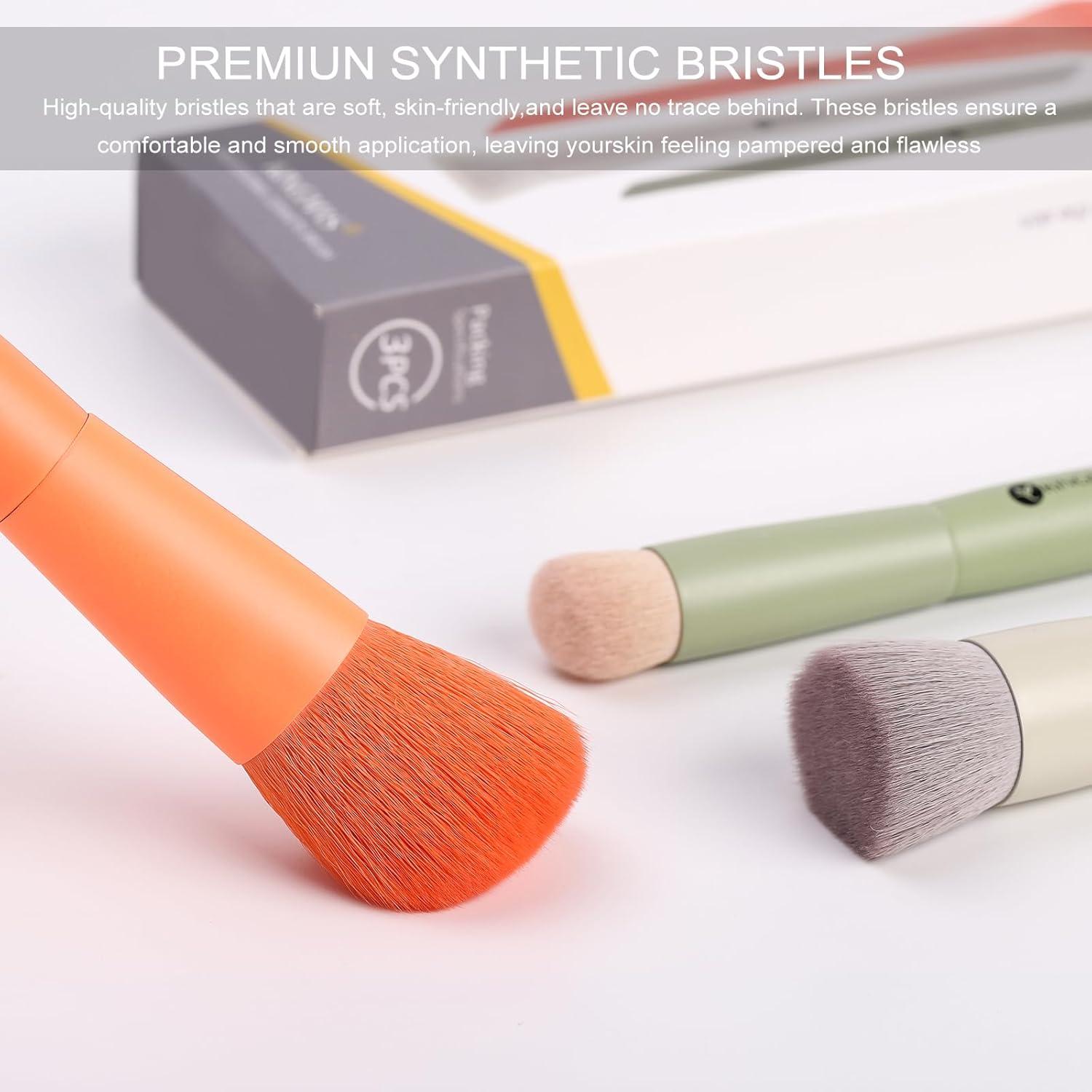 Set de 3 Pinceles de Maquillaje KINGMAS Kabuki y Corrector