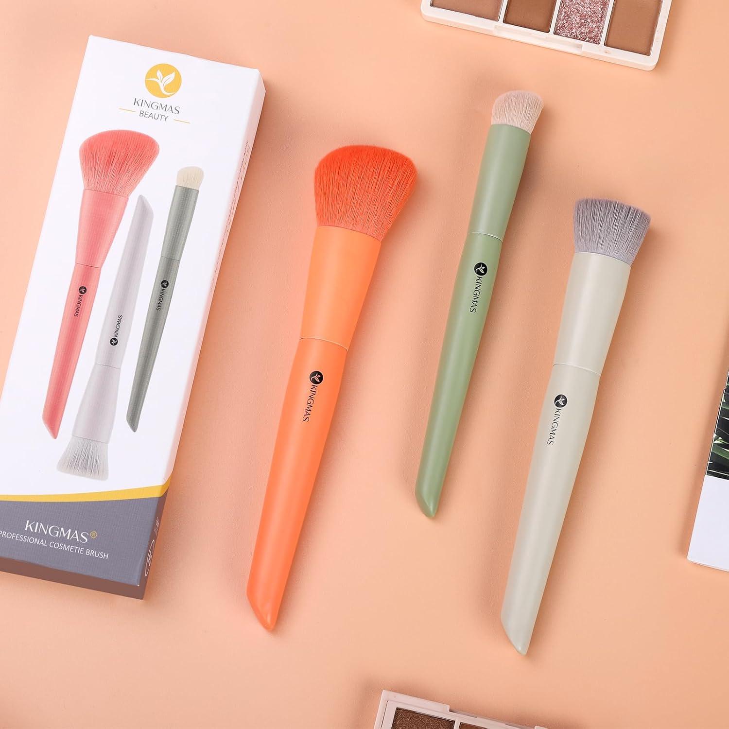 Set de 3 Pinceles de Maquillaje KINGMAS Kabuki y Corrector