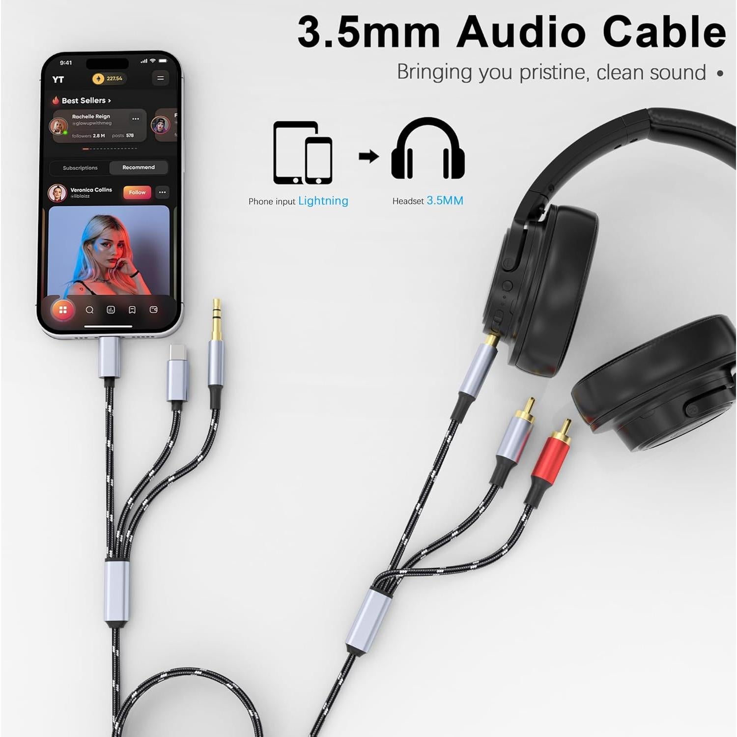 Cable de Audio 3.5mm a RCA DCNETWORK 1.8m HiFi