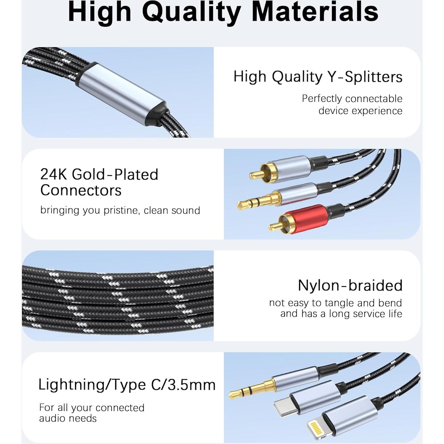 Cable de Audio 3.5mm a RCA DCNETWORK 1.8m HiFi