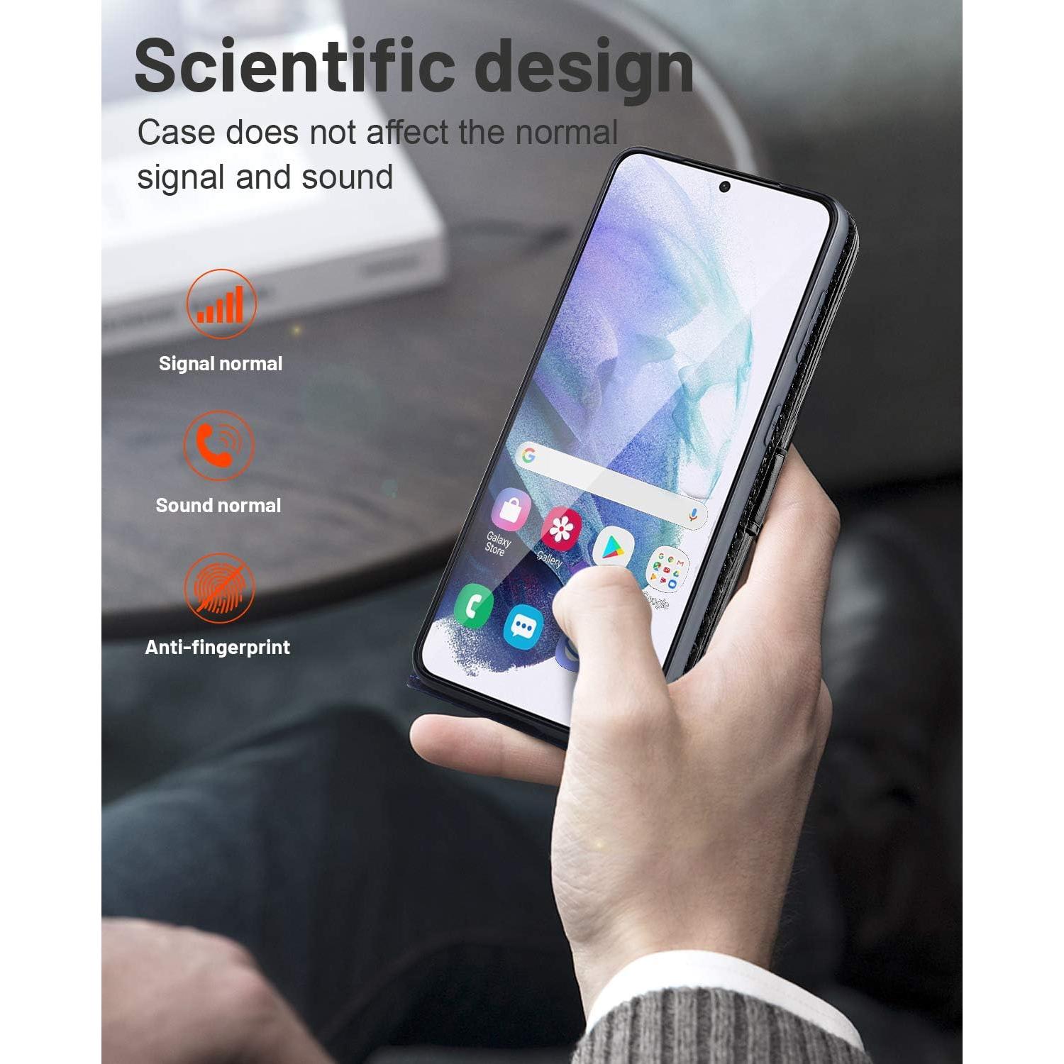 Funda OCASE para Galaxy S21 5G Cuero PU Negro 6.2"