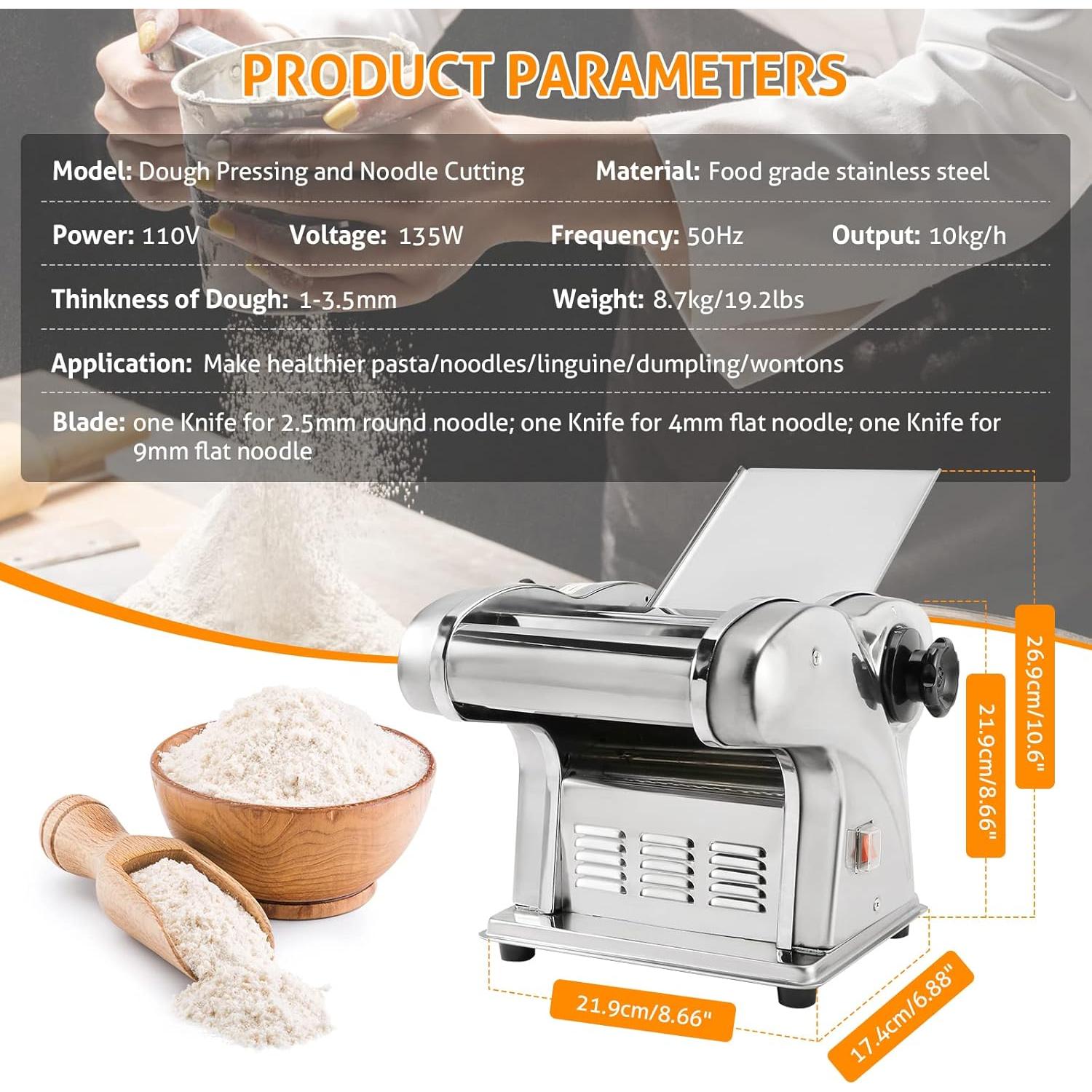 Máquina de Pasta WICHEMI Eléctrica 3 en 1 Acero Inoxidable