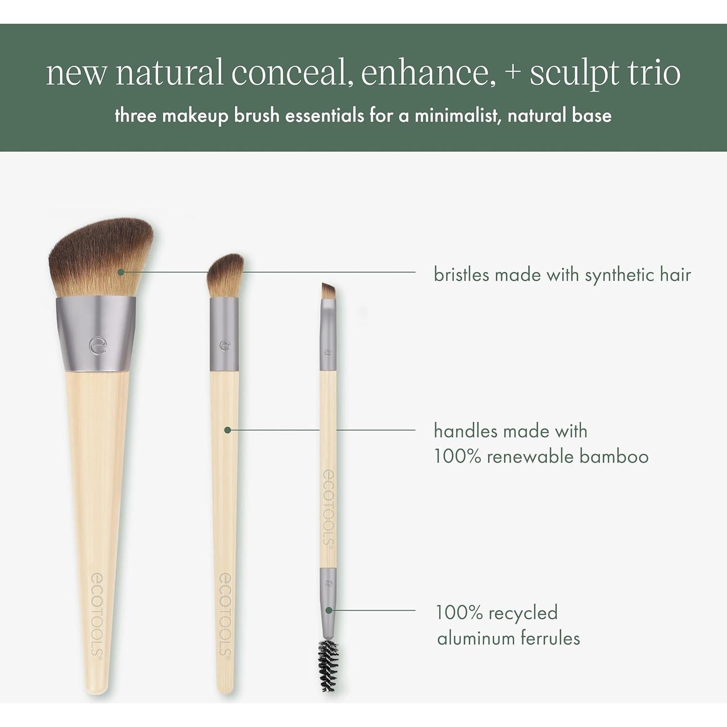 Set de 3 Brochas EcoTools para Maquillaje Vegano y Ecológico