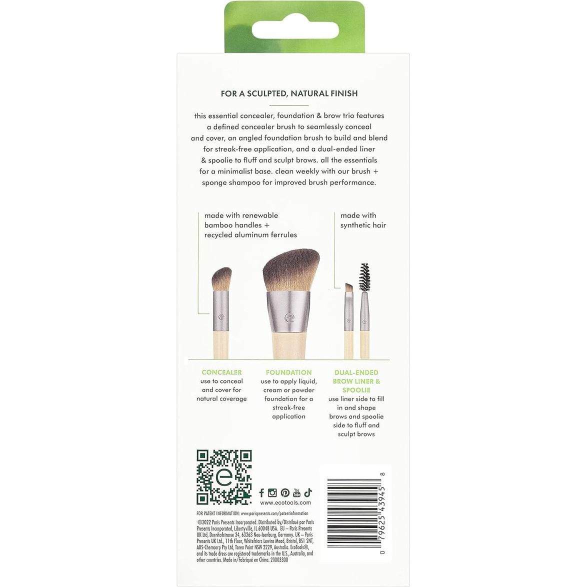 Set de 3 Brochas EcoTools para Maquillaje Vegano y Ecológico