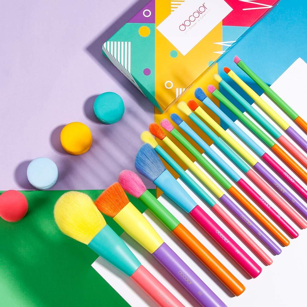 Docolor Juego de Brochas de Maquillaje 15Pcs Coloridas