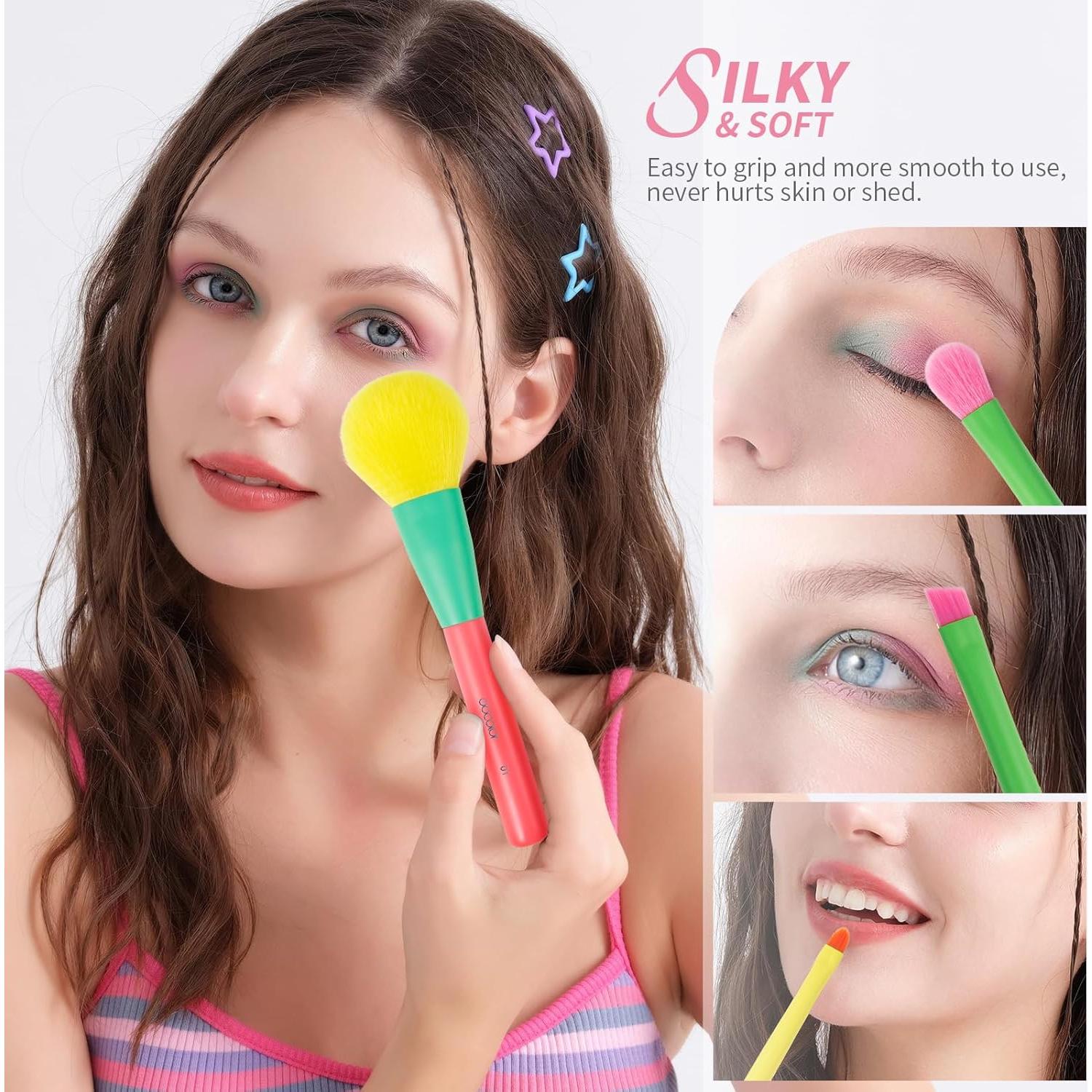 Docolor Juego de Brochas de Maquillaje 15Pcs Coloridas