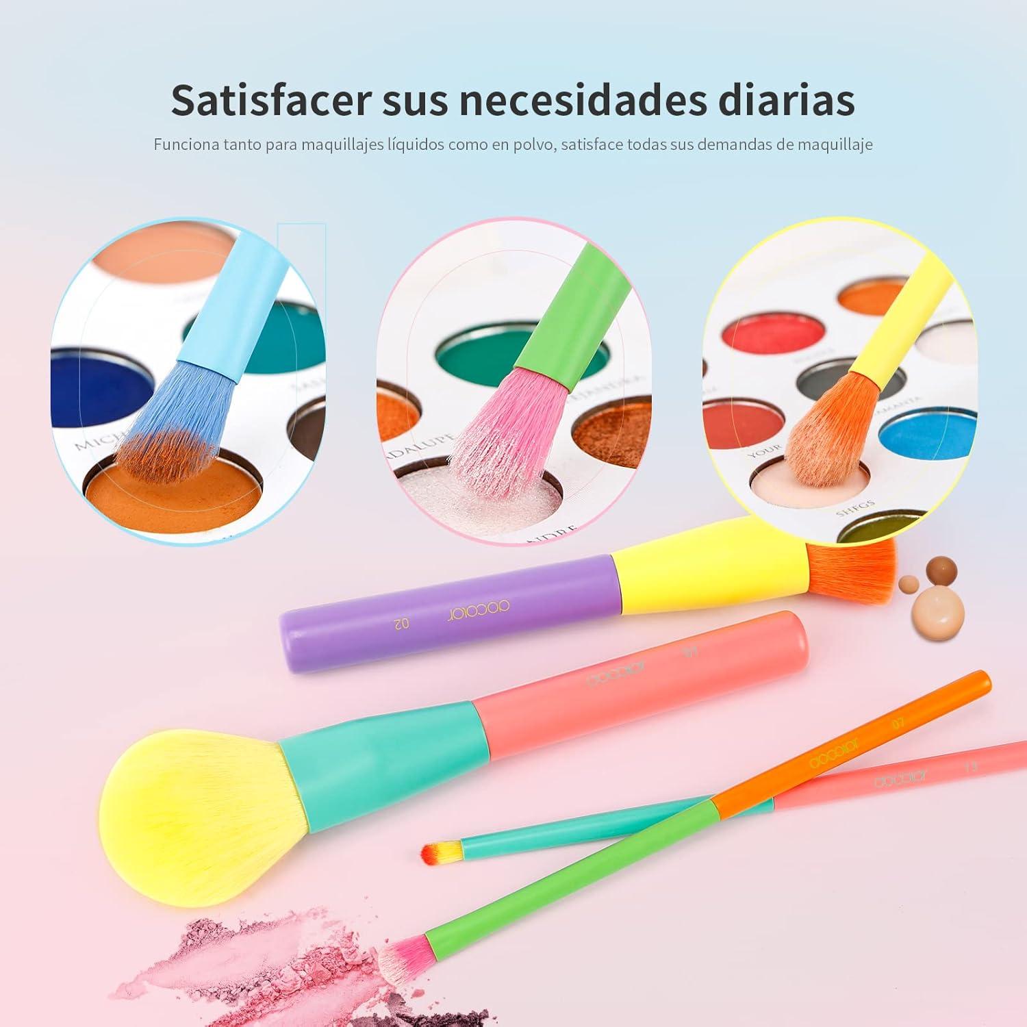 Docolor Juego de Brochas de Maquillaje 15Pcs Coloridas