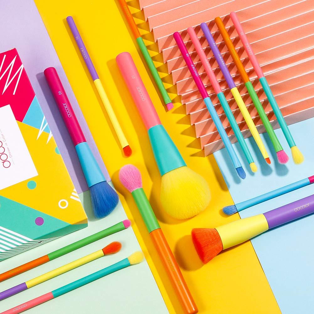 Docolor Juego de Brochas de Maquillaje 15Pcs Coloridas