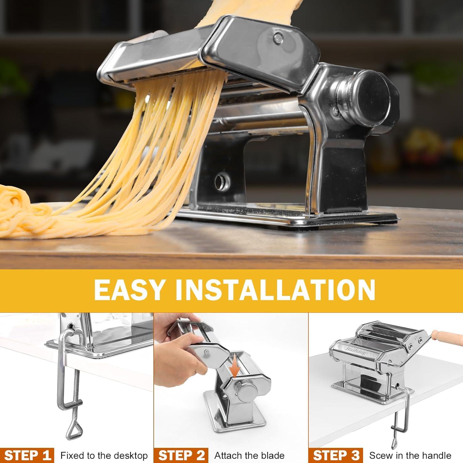 Máquina de Pasta Manual Baihang 4-en-1 con Soporte y 9 Grosores