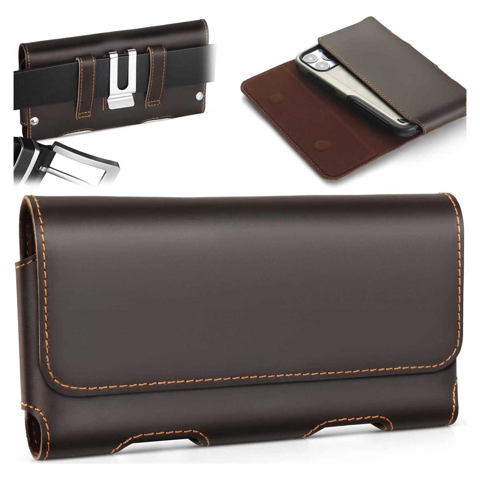 Funda de cuero Gcepls para iPhone 14 y Galaxy S23 - Mediana