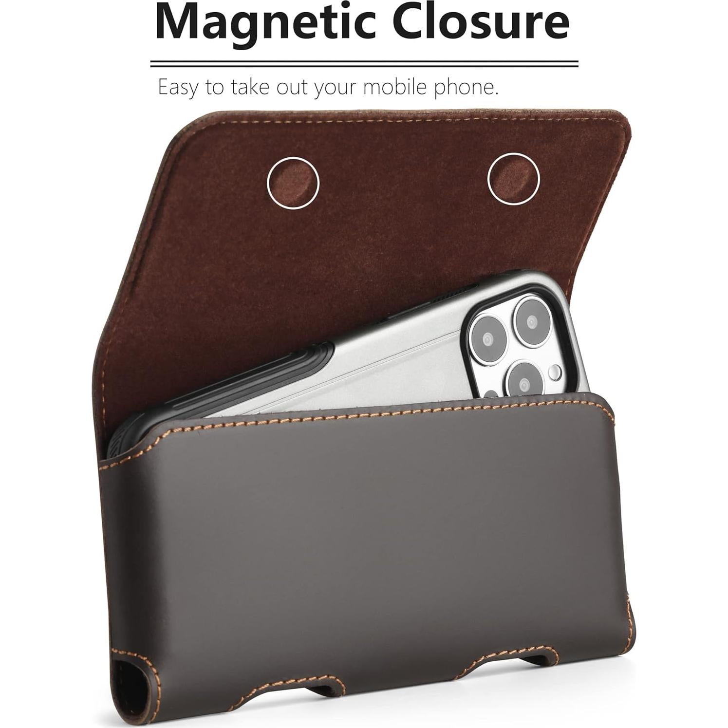 Funda de cuero Gcepls para iPhone 14 y Galaxy S23 - Mediana