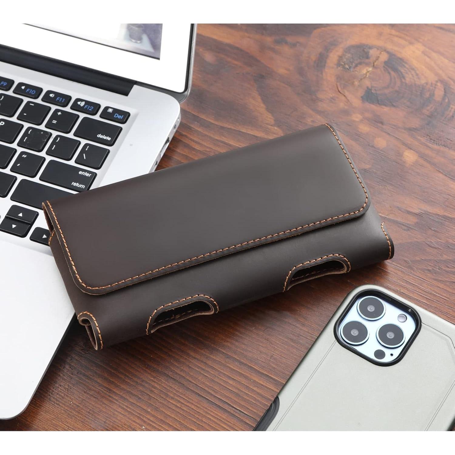 Funda de cuero Gcepls para iPhone 14 y Galaxy S23 - Mediana