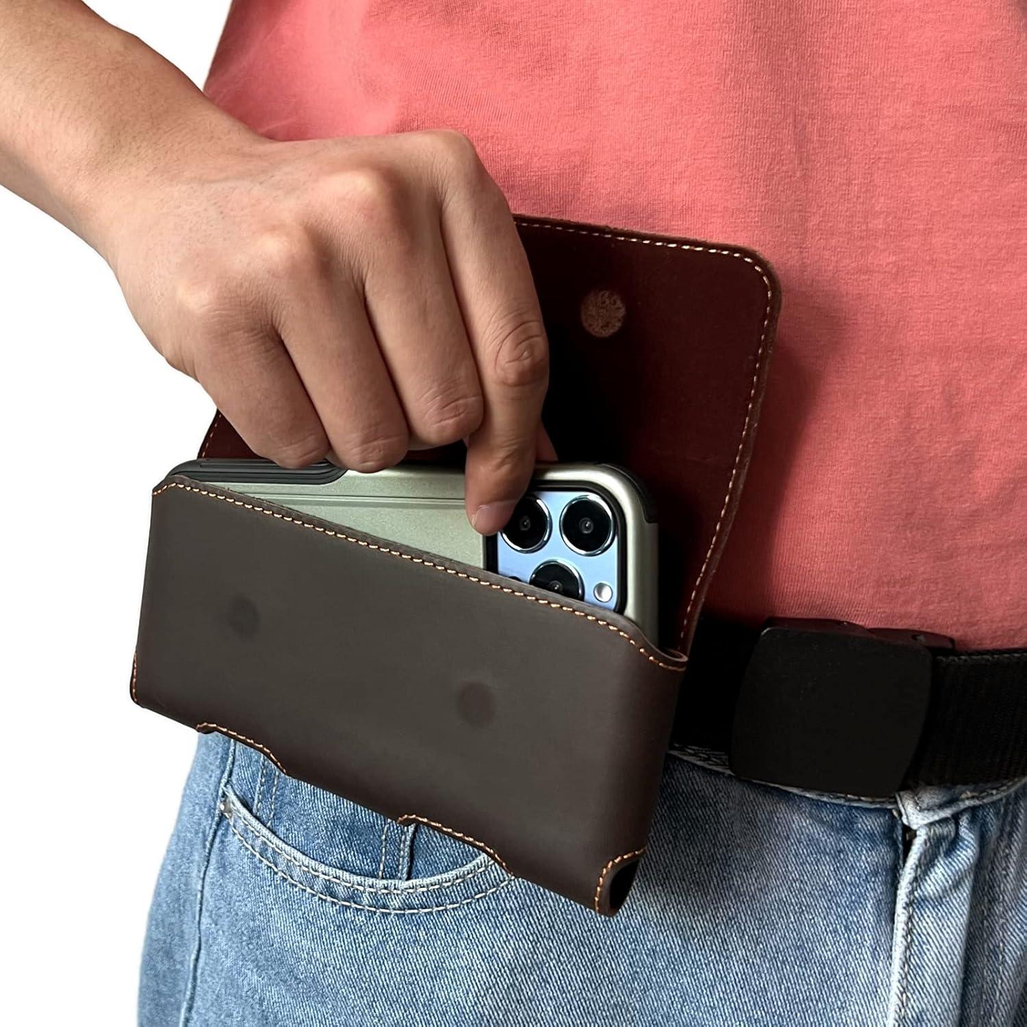 Funda de cuero Gcepls para iPhone 14 y Galaxy S23 - Mediana