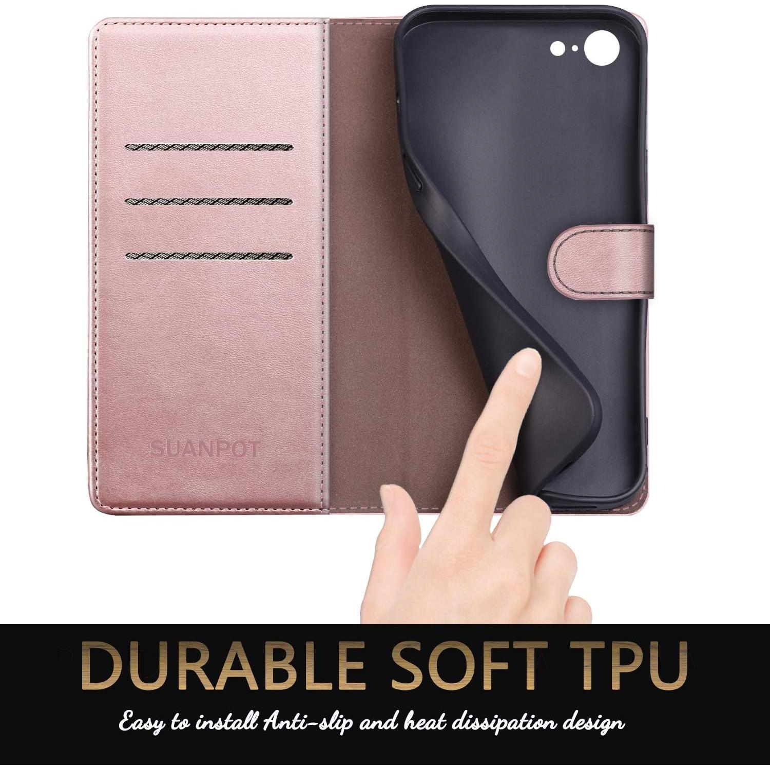 Funda Cartera SUANPOT para iPhone 7/8/SE2/SE3 Oro Rosa