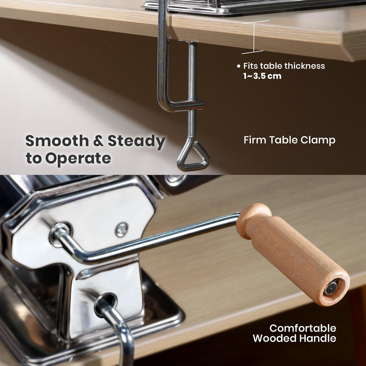 Máquina de Pasta ISILER 2-en-1 con 9 Grosor Ajustables