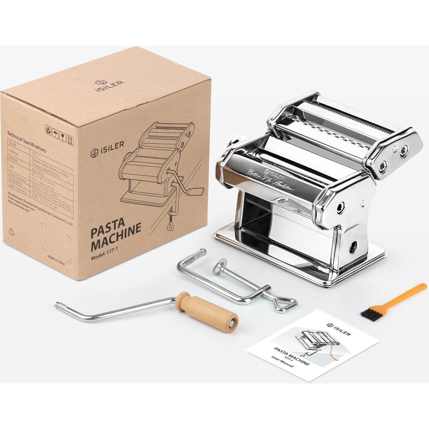 Máquina de Pasta ISILER 2-en-1 con 9 Grosor Ajustables