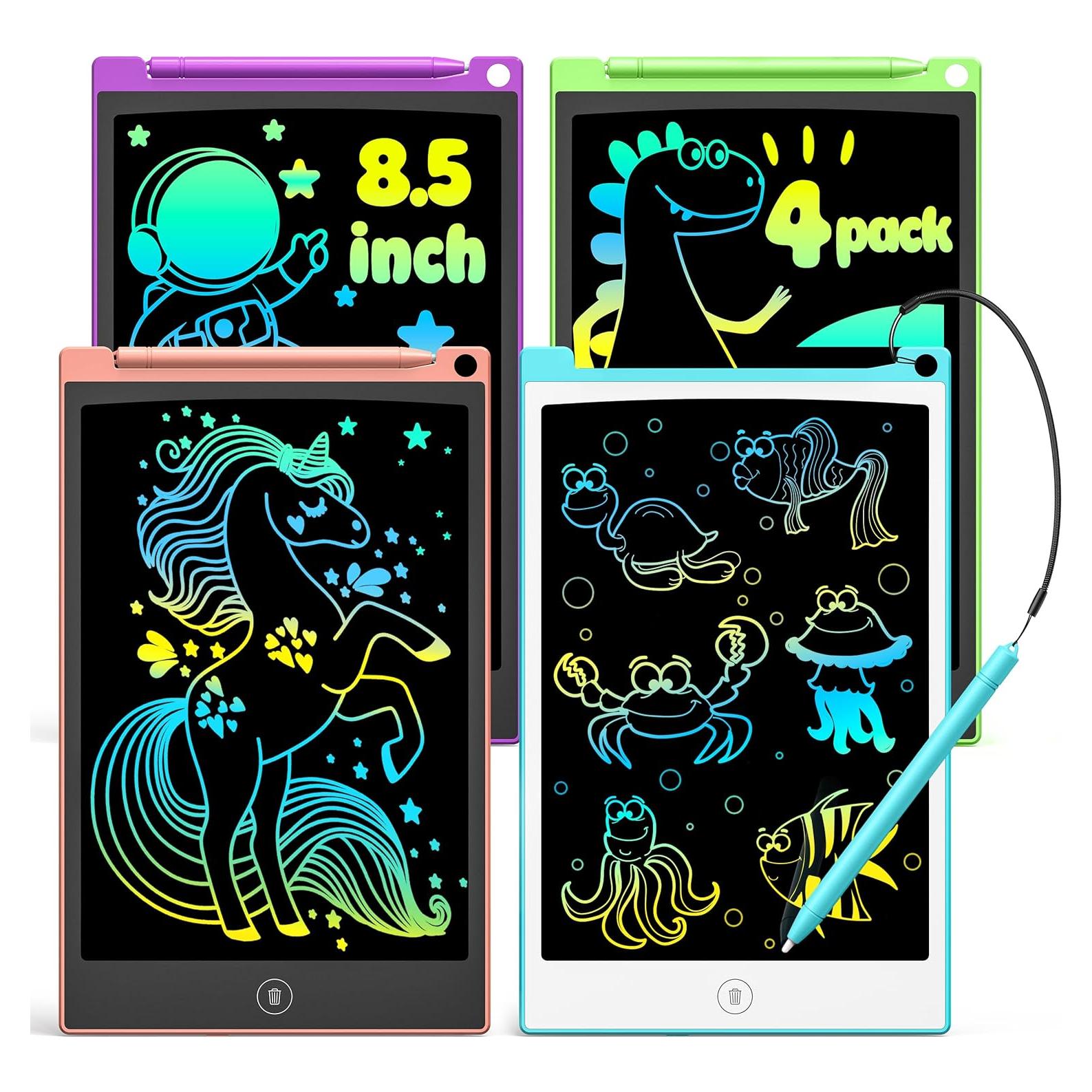 Tableta de Escritura LCD TECJOE 8.5" 4 Pack Colorido para Niños
