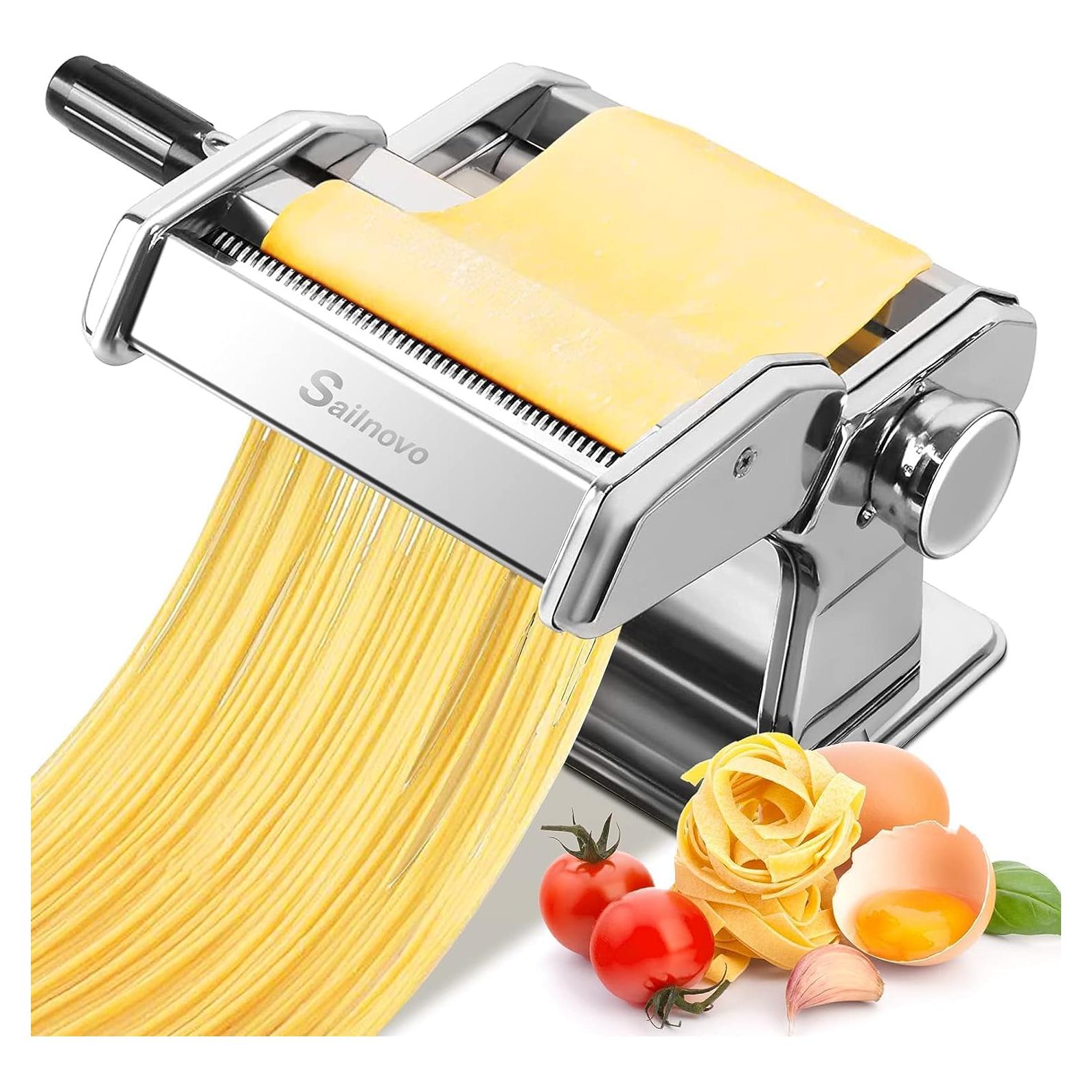 Máquina de Hacer Pasta Manual Sailnovo, 9 Grosor Ajustable, Plata