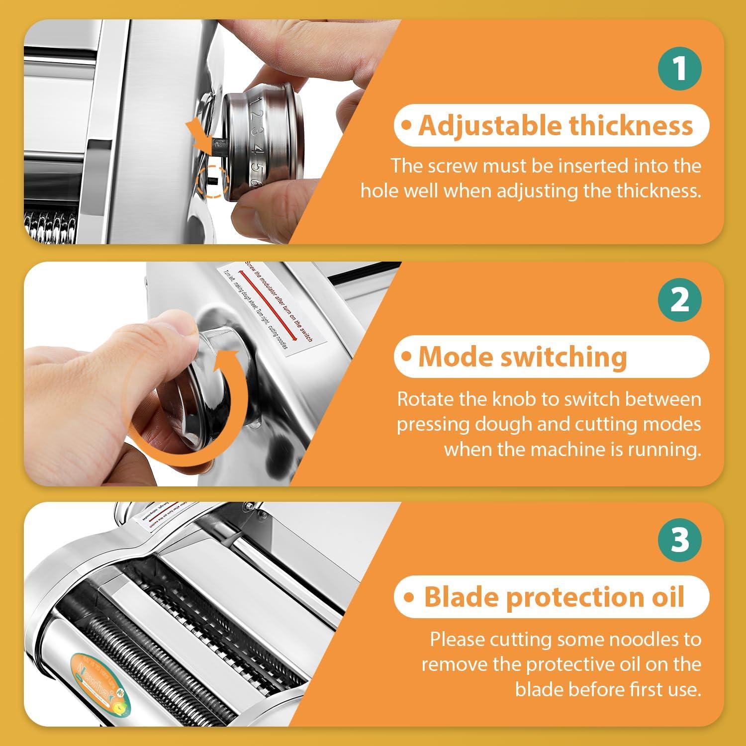 Máquina de Pasta Eléctrica Newhai 135W Acero Inoxidable 7.26kg