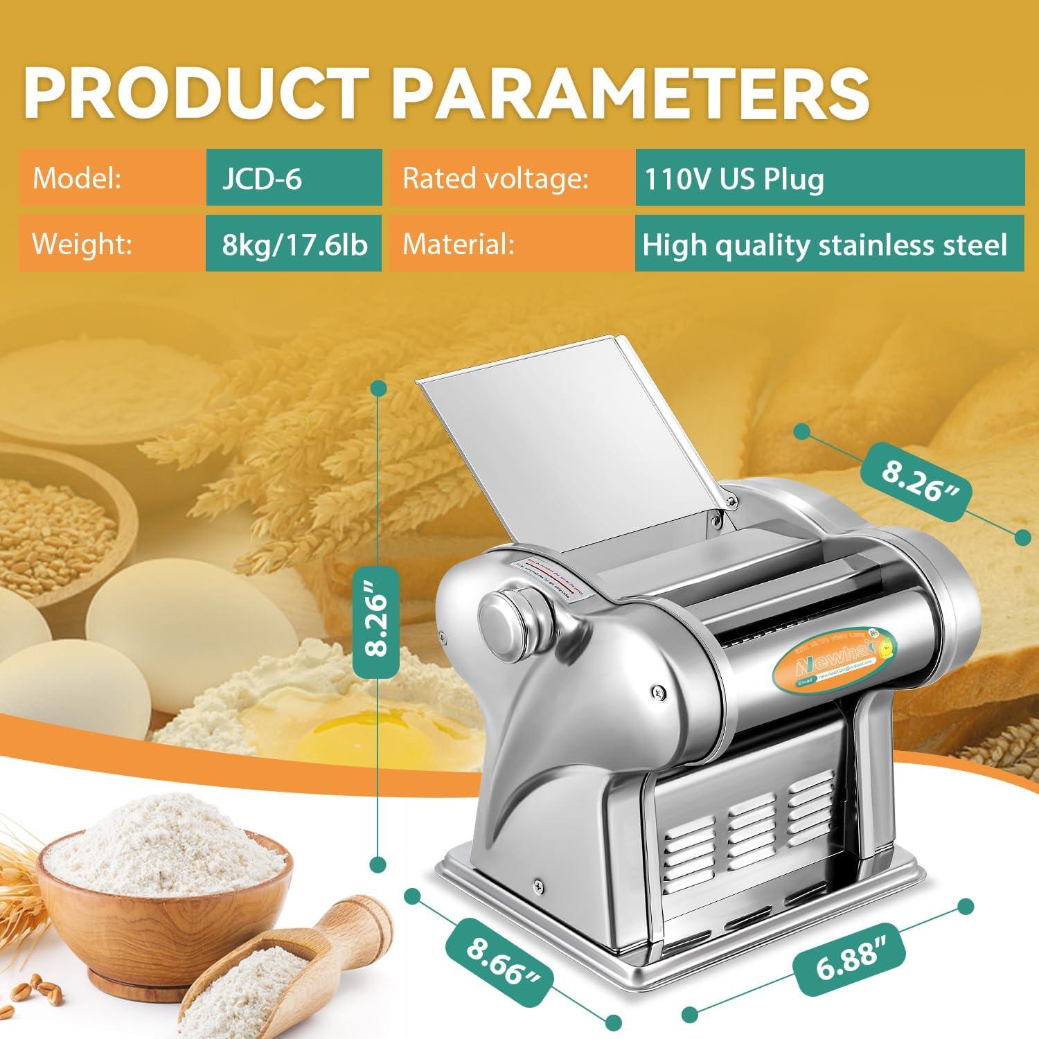 Máquina de Pasta Eléctrica Newhai 135W Acero Inoxidable 7.26kg