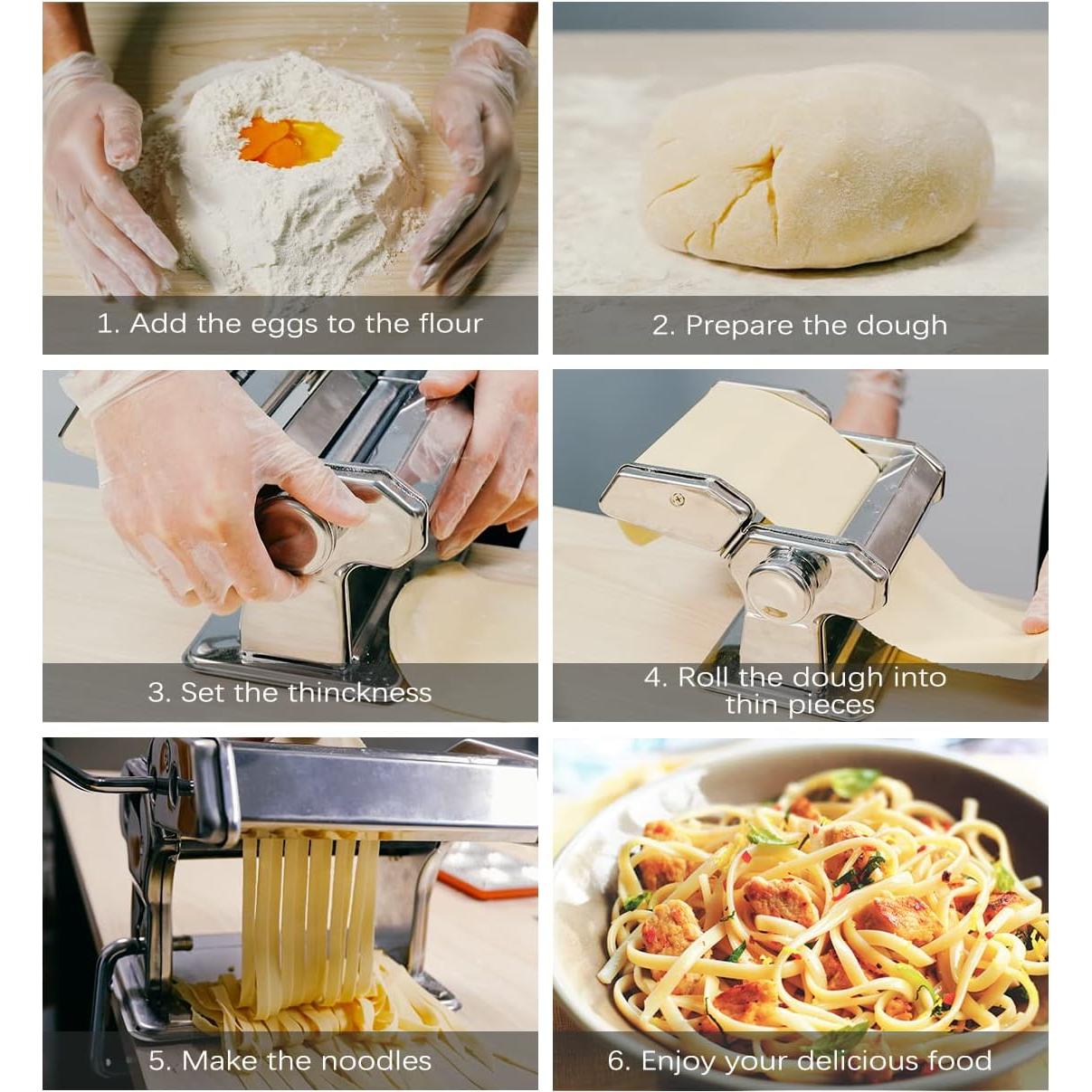 Máquina de Hacer Pasta Manual MZTOGR 150mm 6 Piezas Acero Inoxidable