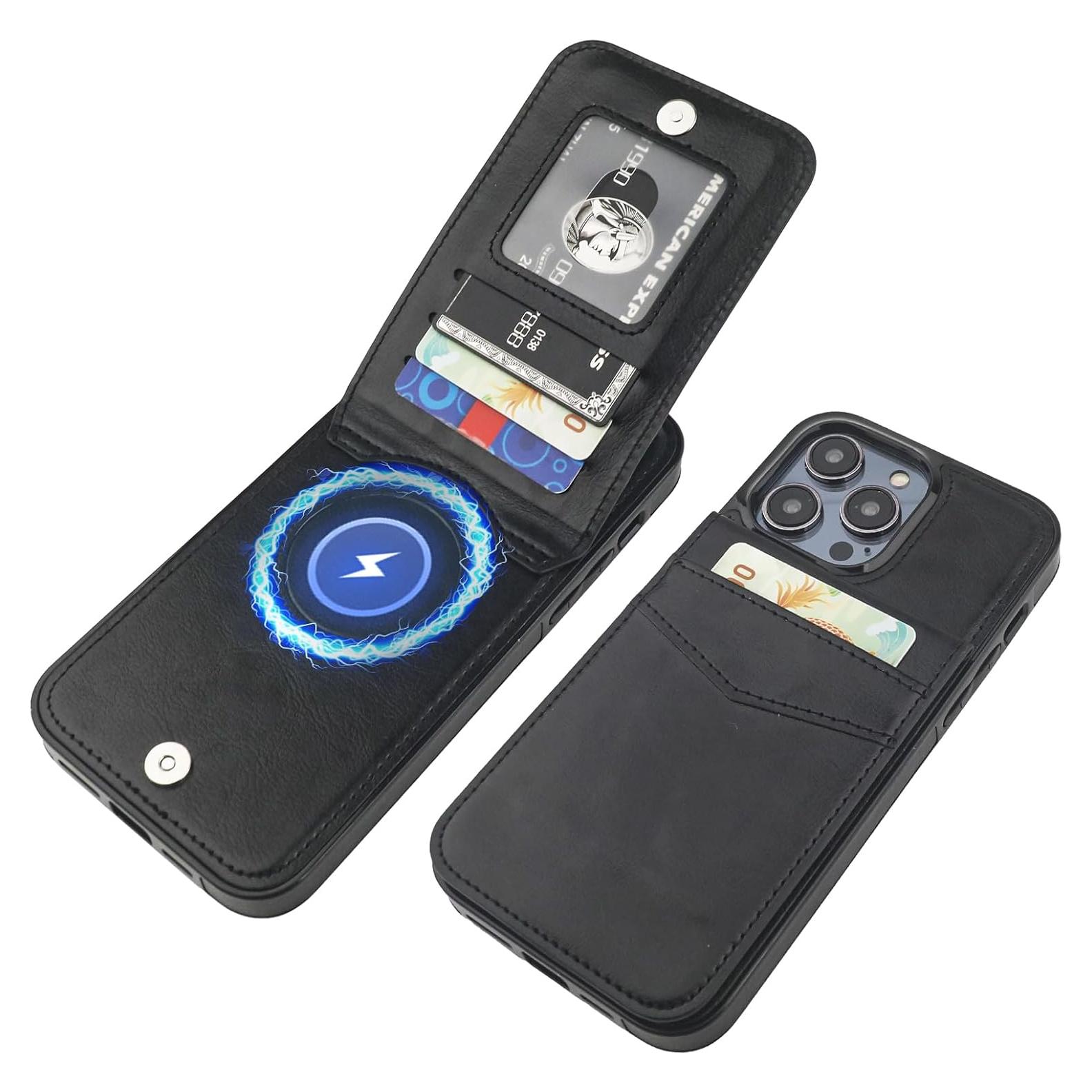 Funda Cartera KIHUWEY para iPhone 13 Pro Max 6.7" Negro